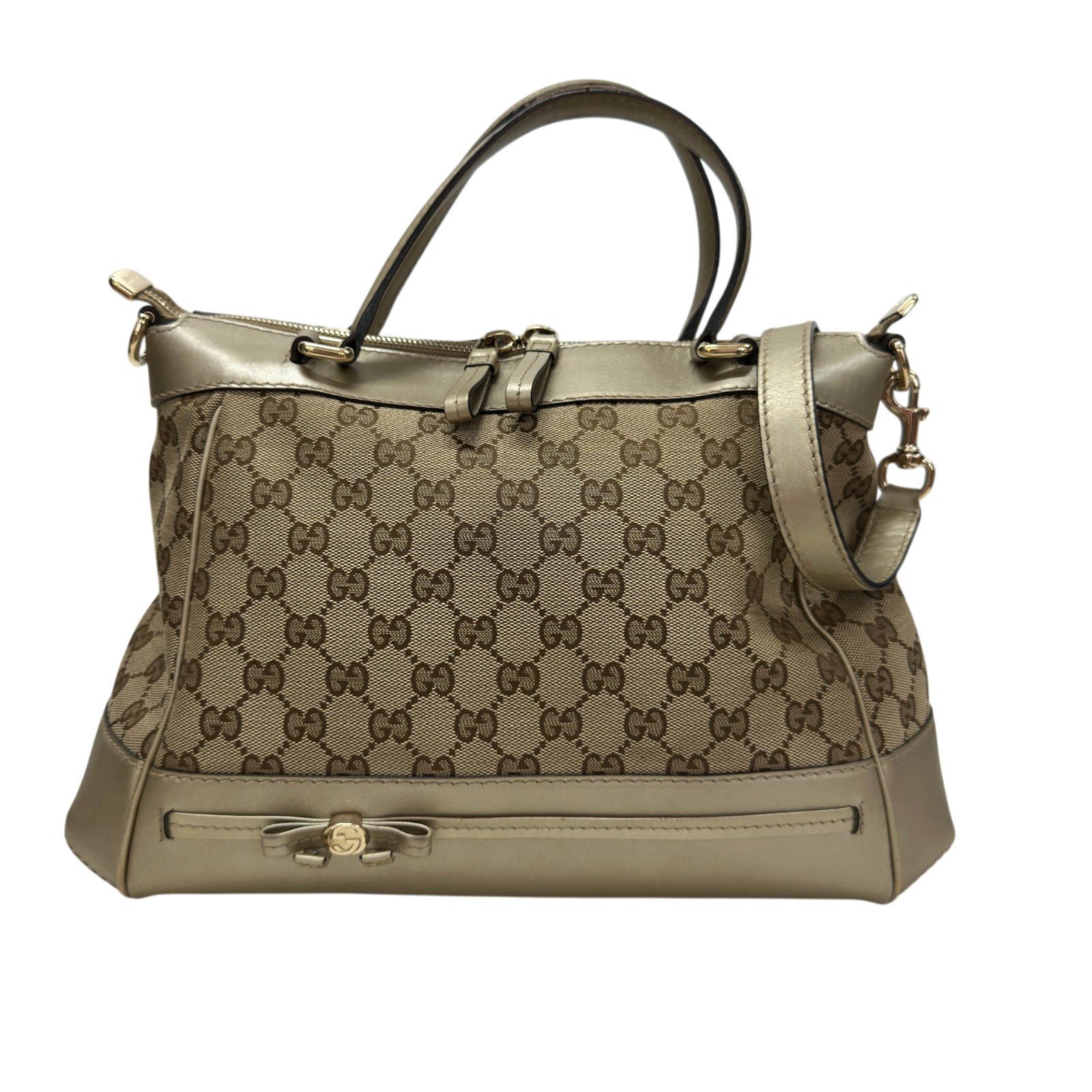 グッチ GUCCI メイフェア GGキャンバストートバッグ 269894 ブロンズ/ブラウン レザー/GGキャンバス レディース ハンドバッグ【中古】｜OKURA（おお蔵）店