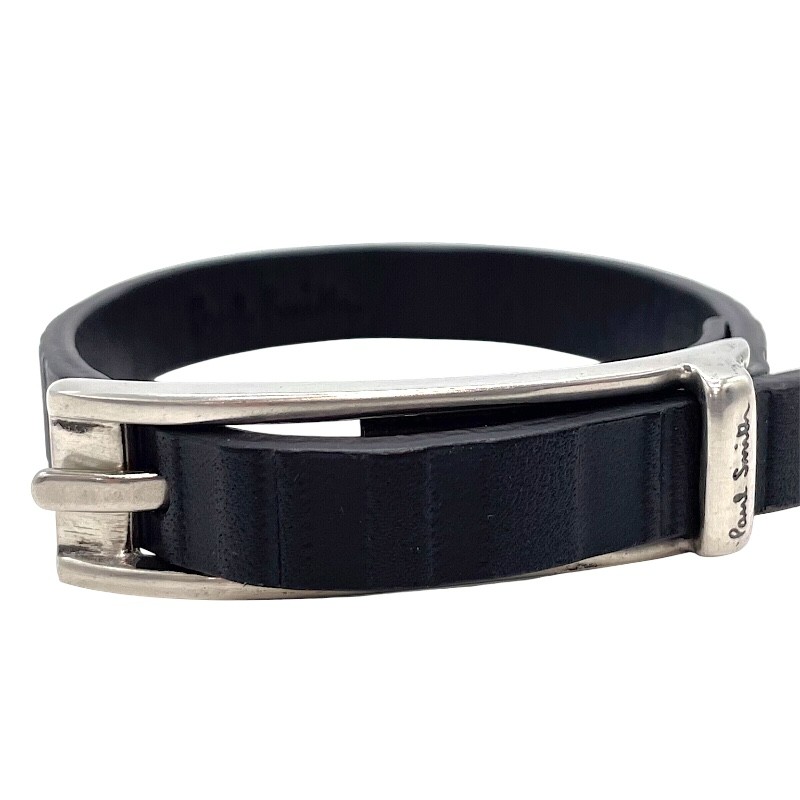 極点・スミス Paul Smith なめし革腕輪 黒いこと しろがね色金具 なめし革/金属元素 佩び物【中古】
