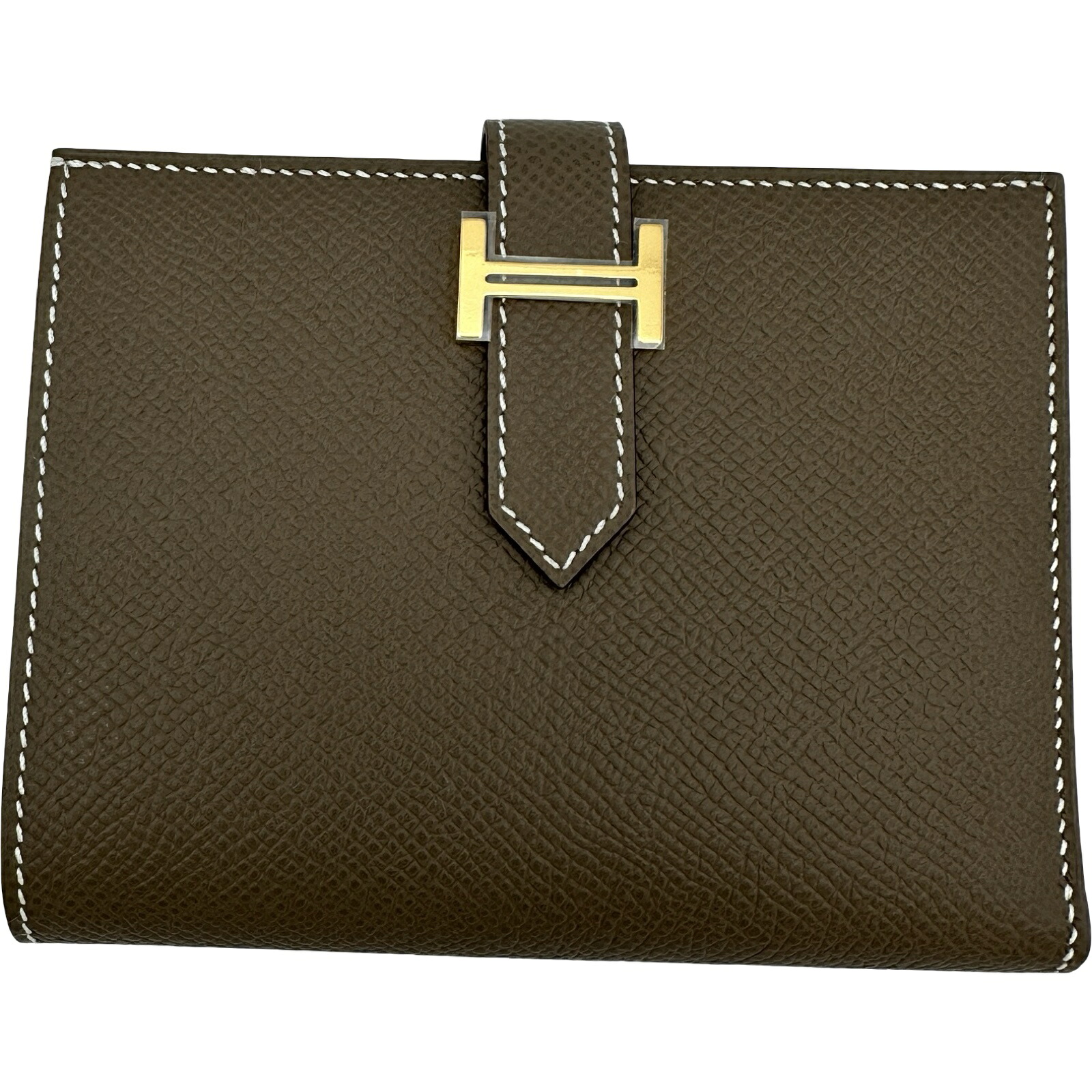 【6/1～ 最大限度30,000円OFF引き換え証！】エルメス HERMES ありの実パウダーコンパクト W刻 エトゥープ ゴールド金具 エプソン レディース 二つ折り札入れ【中古】