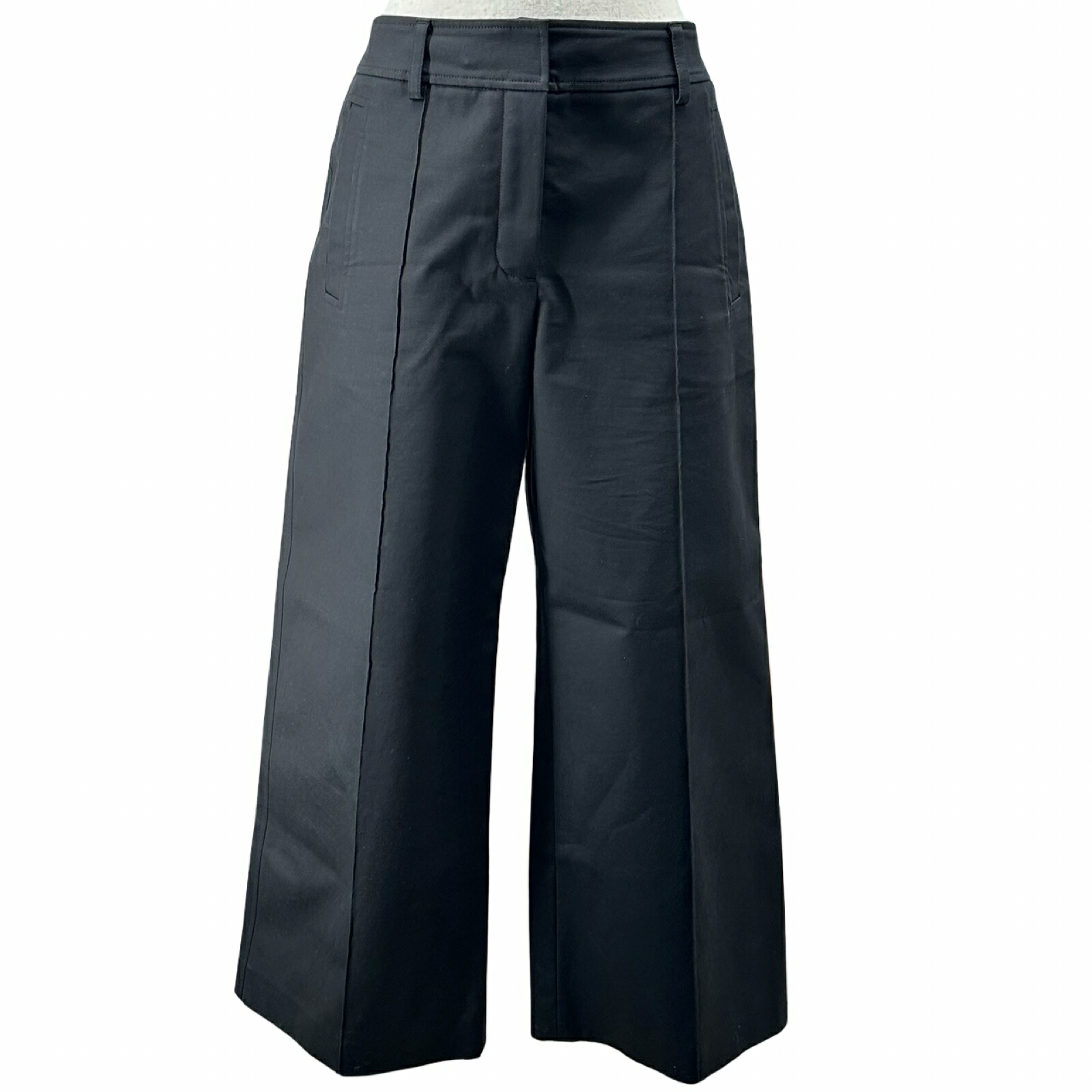 エルメス HERMES コットンワイドパンツ 4E0404DQ 黒いこと 綿織物 レディース 余分の物ボトムス【中古】