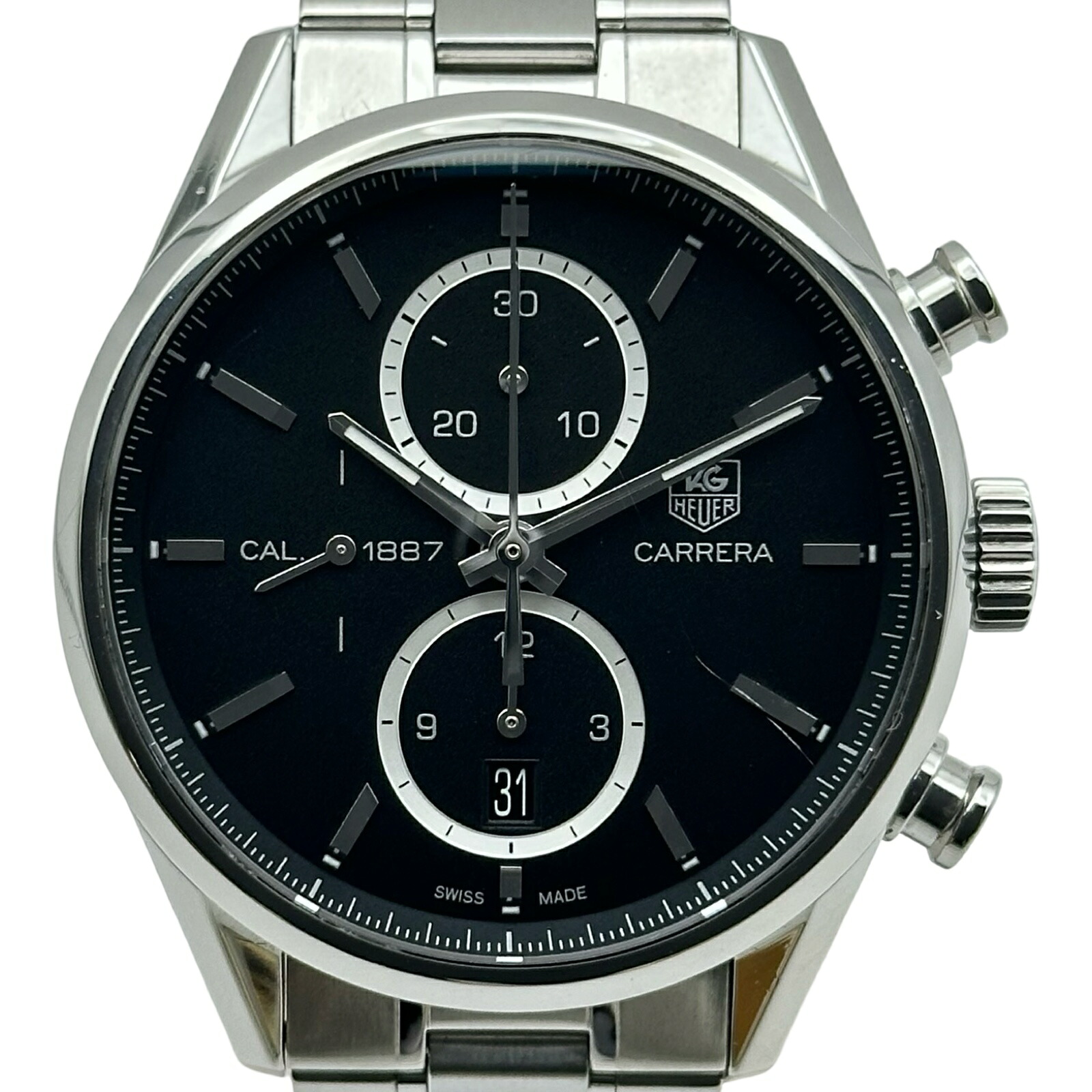 【6/1～ 最大限度30,000円OFFクーポン券！】タグ・ホイヤー TAG HEUER カレラ キャリバー1887 クロノグラフ CAR2110.BA0720 黒いこと ステンレス鋼スチール写真 自動小銃一巻き メンズ ウオッチ【中古】