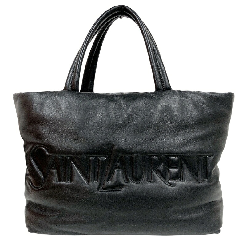 【6/1～ 最大限度30,000円OFF引き換え証！】サンローラン SAINT LAURENT ワイドロゴトートバッグ 756269 黒いこと ナッパレザー メンズ トートバッグ【中古】
