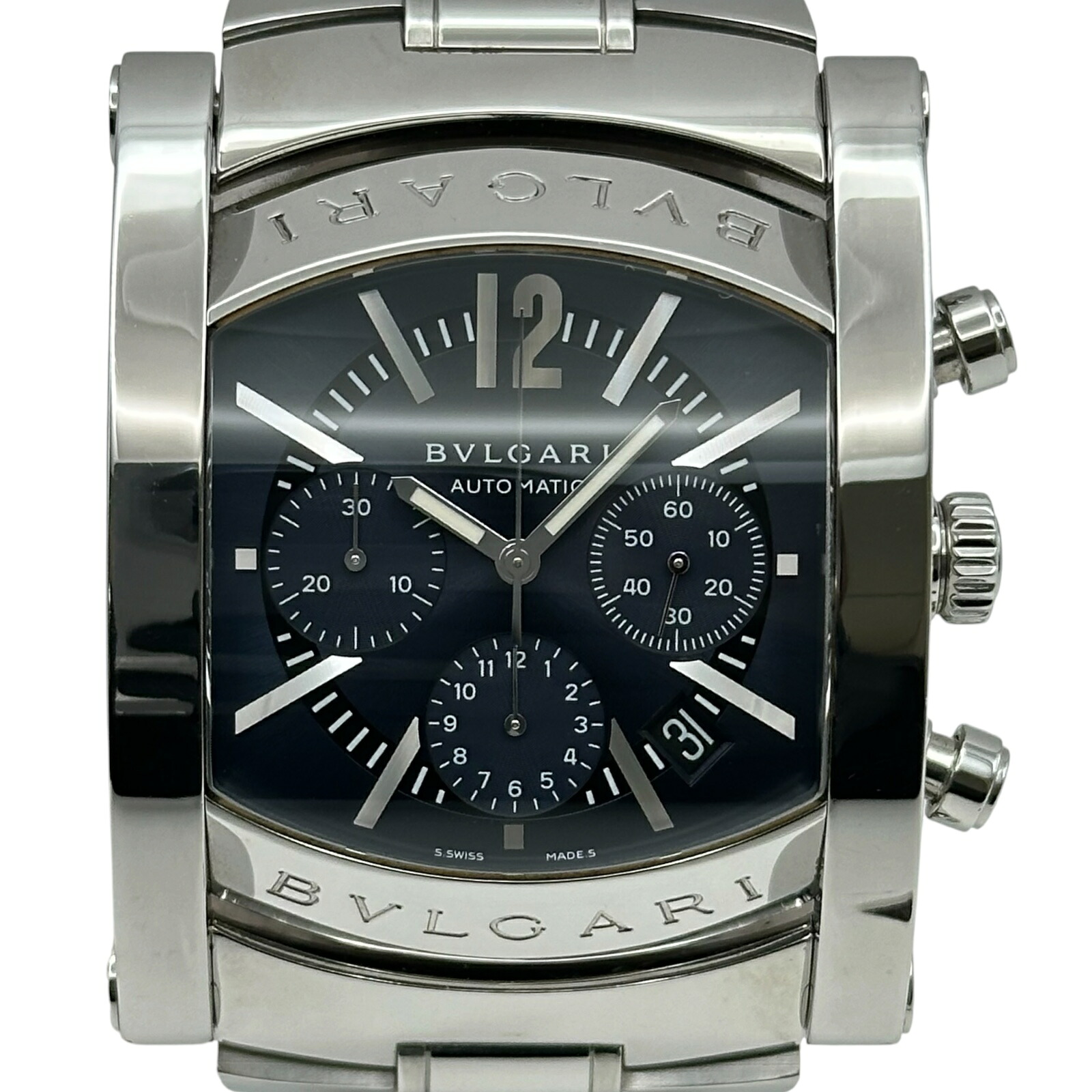 【6/1～ 最大限度30,000円OFF引き換え証！】ブル小峡谷 BVLGARI アショーマ クロノグラフモデル AA48SCH 米国海軍 ステンレス鋼スチール写真 自動小銃一巻き メンズ ウオッチ【中古】