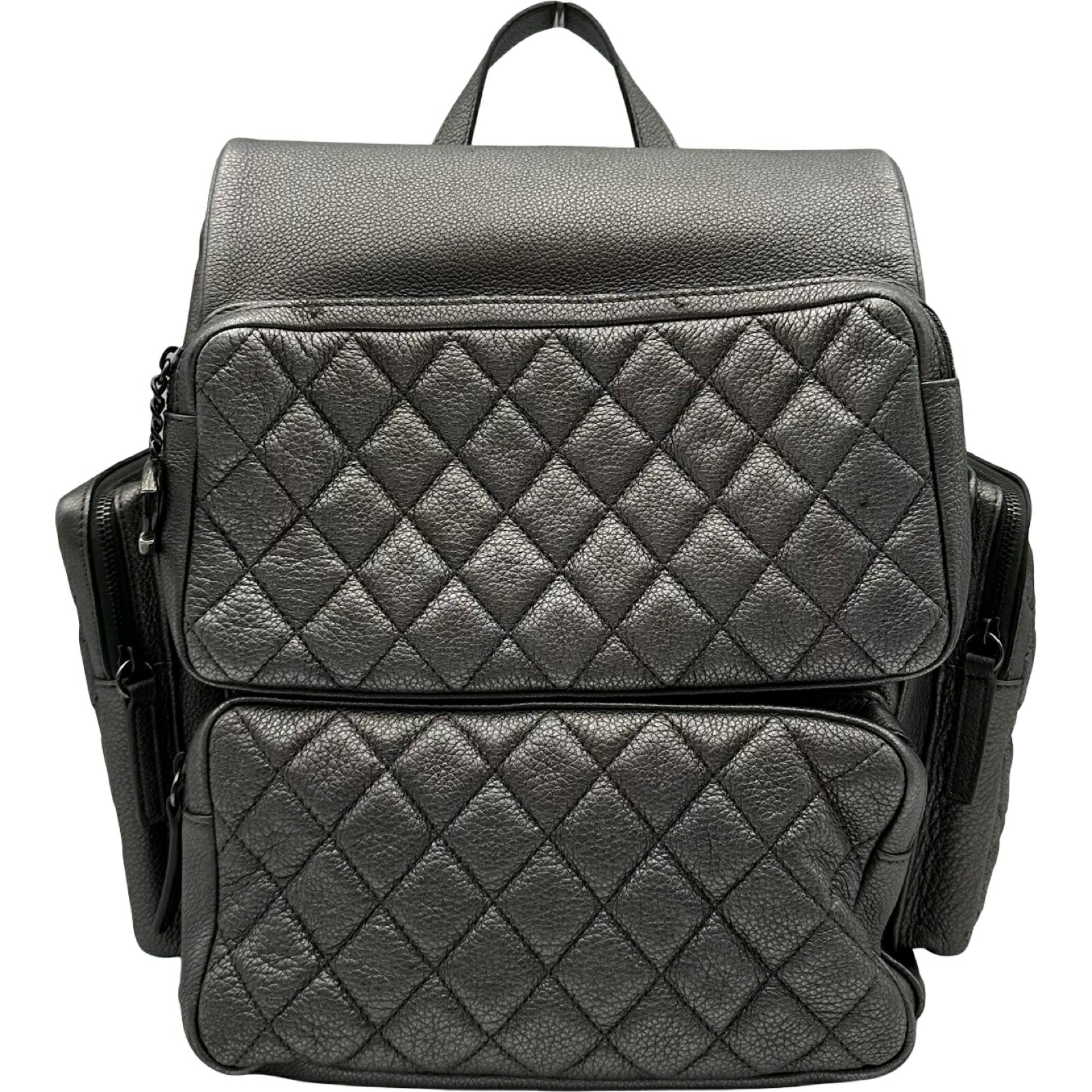 【6/1～ 最大限度30,000円OFFクーポン券！】シャネル CHANEL マトラッセリュック 22番台 しろがね色 しろがね色金具 子ウシ レディース 背嚢・デイパック【中古】