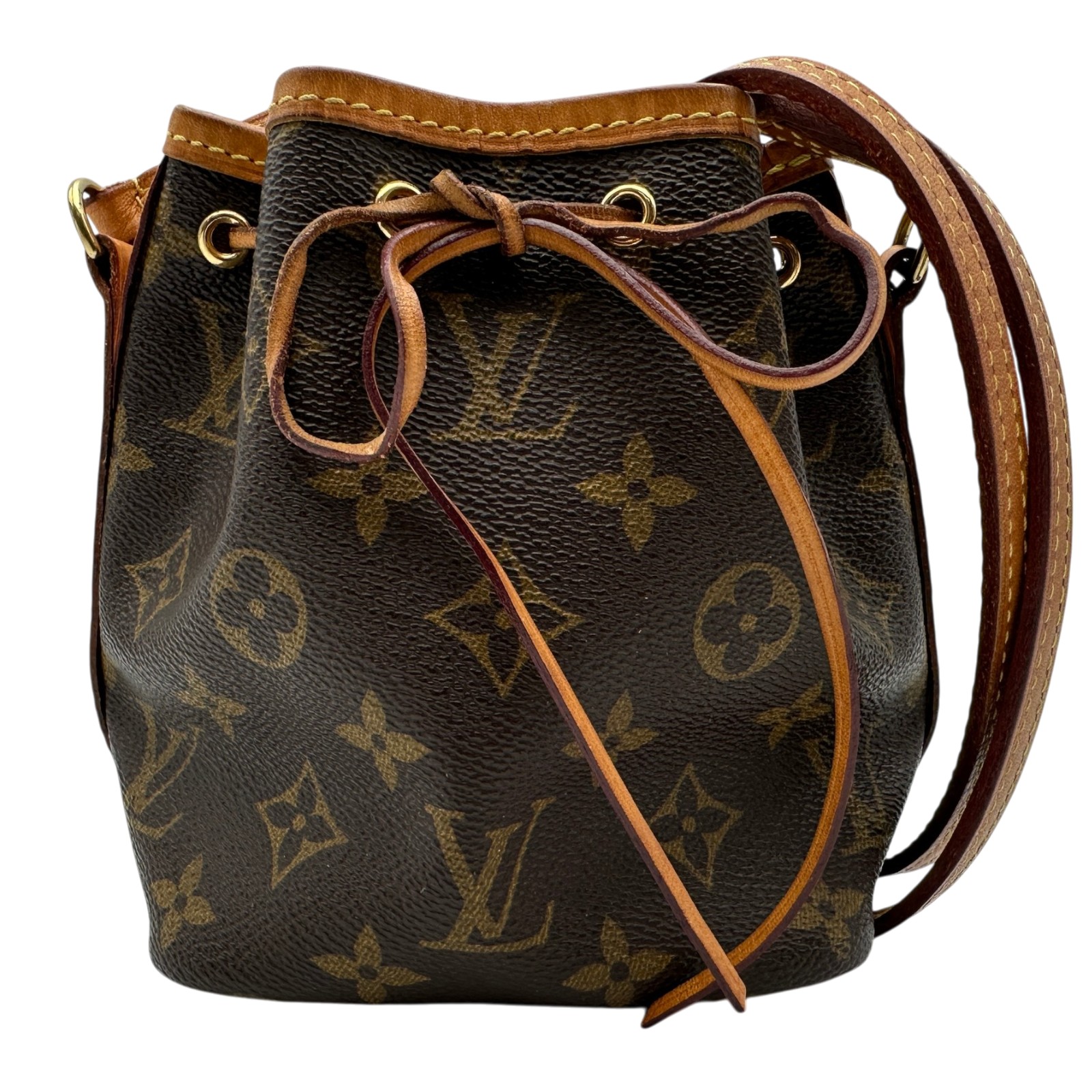 ルイ・ヴィトン LOUIS VUITTON ナノ・ノエ M41346 ブラウン モノグラム/レザー レディース ショルダーバッグ【中古】｜OKURA（おお蔵）店