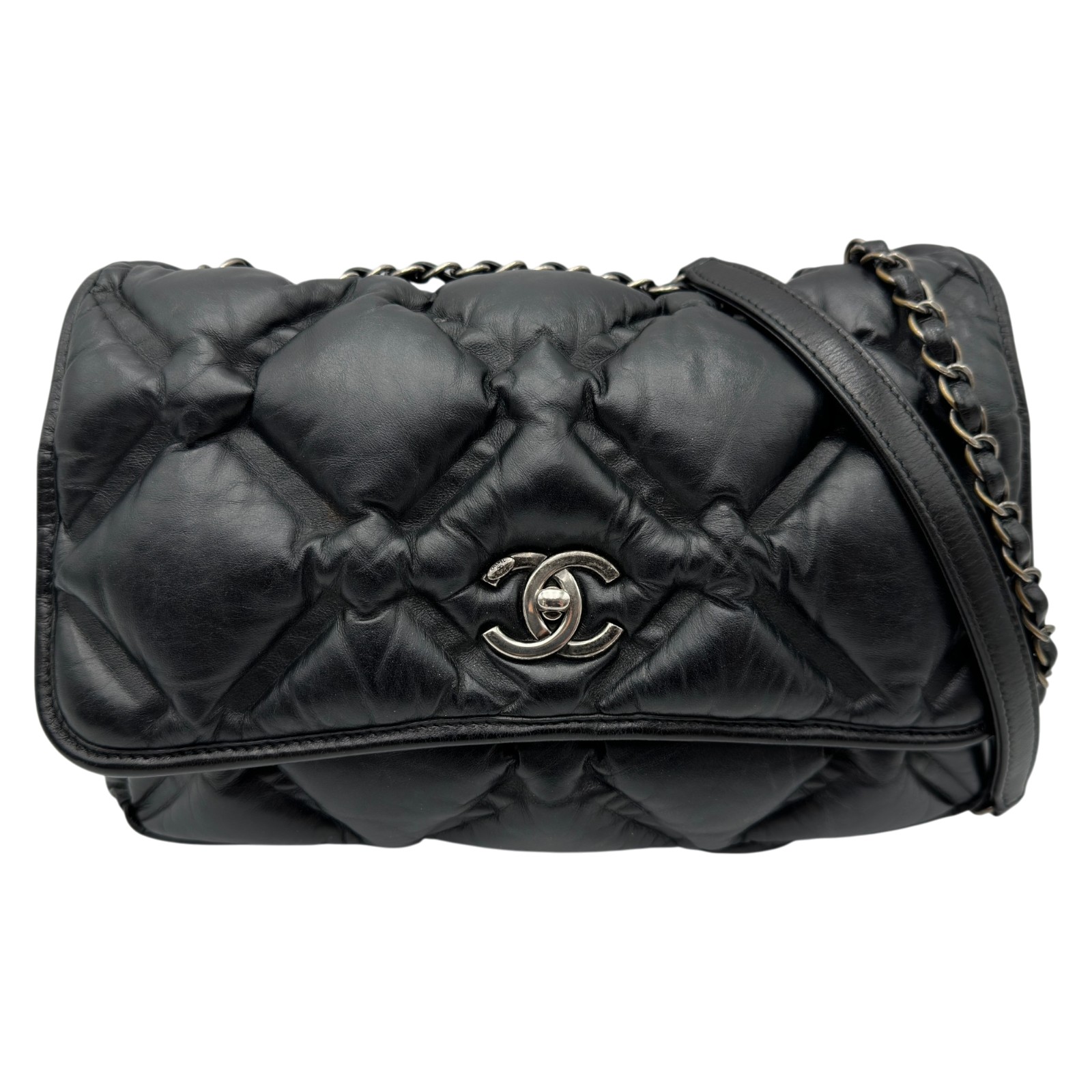 シャネル CHANEL バブルキルト フラップバッグ A93602 23番台 ブラック/シルバー金具 ラムスキン レディース ショルダーバッグ【中古】|OKURA(おお蔵)店
