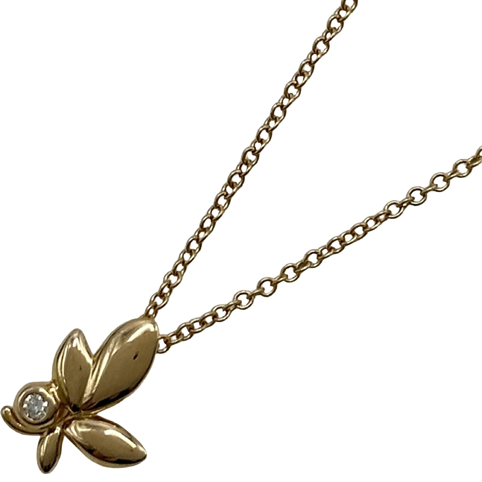 ティファニー TIFFANY&CO オリーブリーフネックレス ピンクゴールド Au750 ダイヤモンド ジュエリー【中古】|OKURA(おお蔵)店