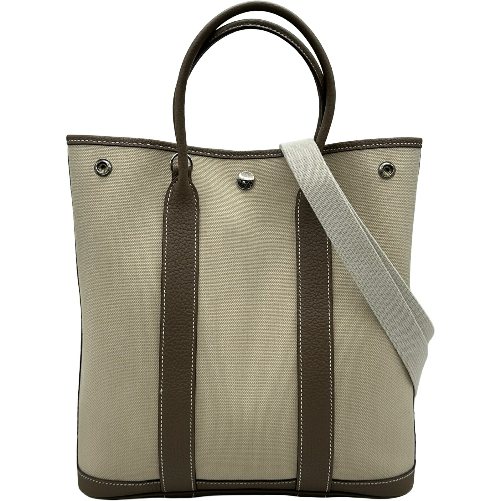 【6/1～ 最大限度30,000円OFF引き換え証！】エルメス HERMES 庭園整理保存用具PM Z目じるし エトゥープ/べ米トン しろがね色金具 トワル/ネゴンダ レディース ショルダーバッグ【中古】