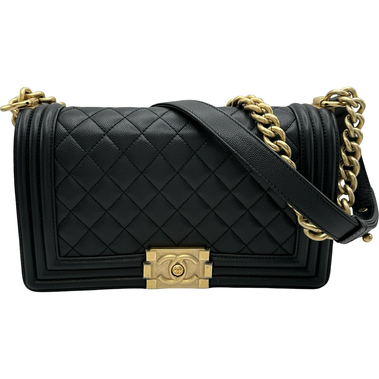 【6/1～ 最大限度30,000円OFF引き換え証！】シャネル CHANEL 男の子シャネル25 A67086 黒いこと ゴールド金具 キャビア素はだ レディース ショルダーバッグ【中古】