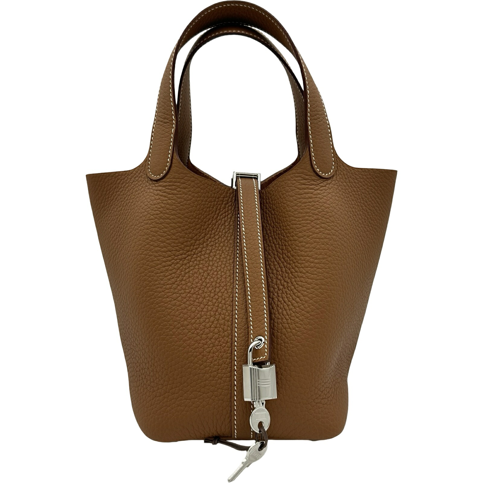 エルメス HERMES ピコタン鍵を掛ける PM K目じるし ゴールド しろがね色金具 トリヨン レディース ハンドバック【中古】