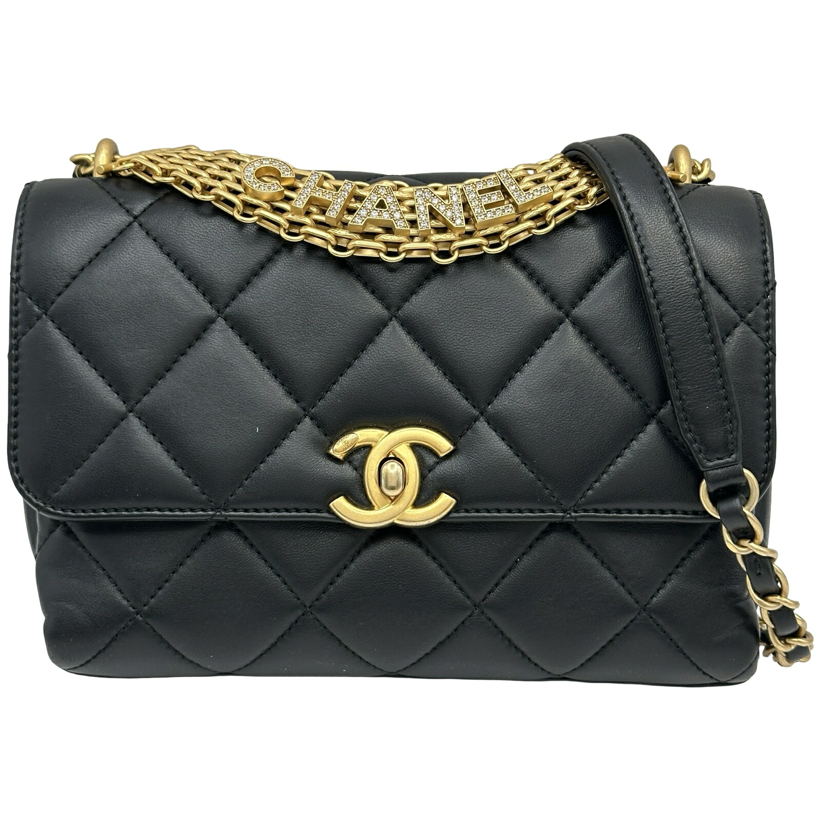シャネル CHANEL ミニフラップバッグ AS3239 ブラック/ゴールド金具 ラムスキン レディース ショルダーバッグ【中古】｜OKURA（おお蔵）店