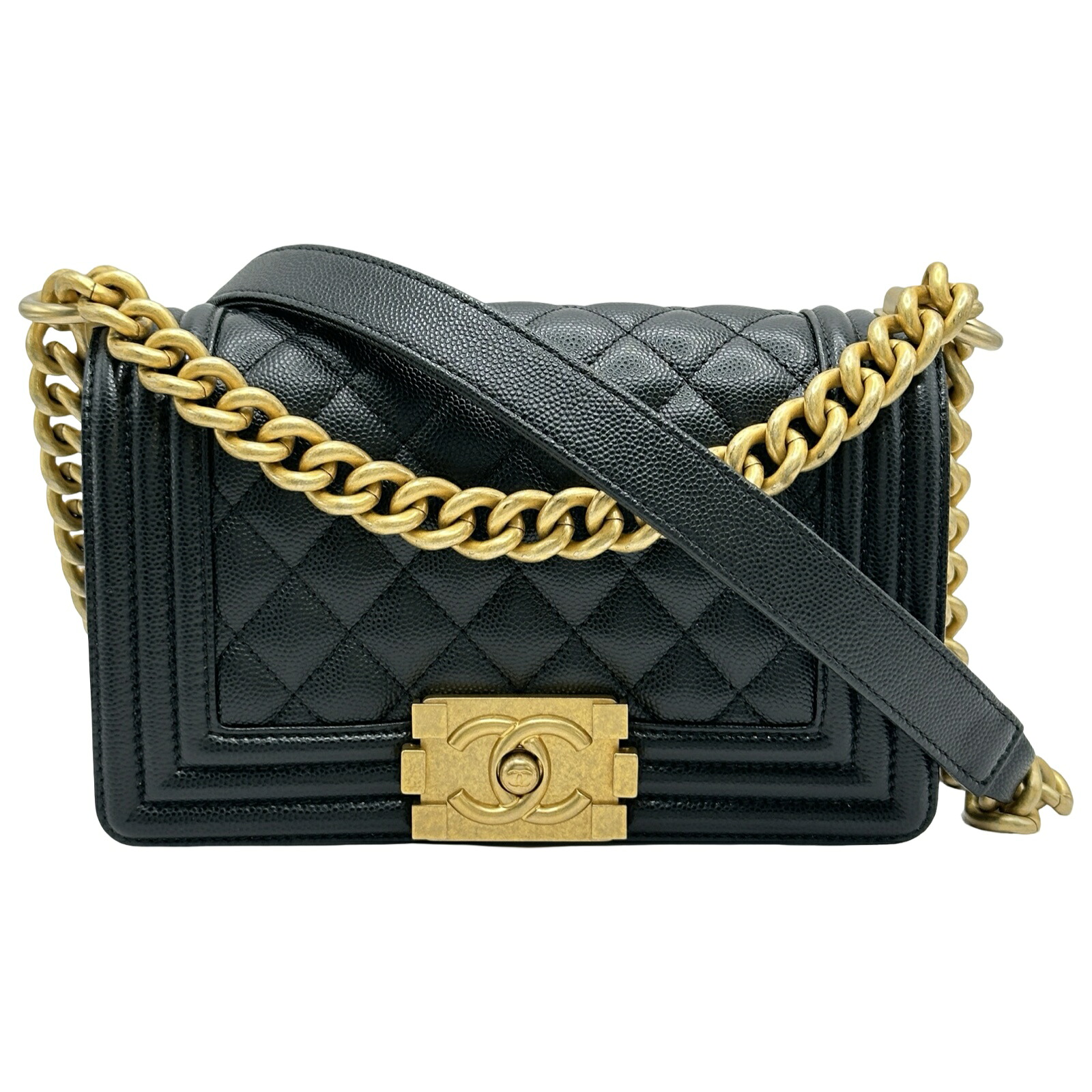 【6/1～ 最大限度30,000円OFF引き換え証！】シャネル CHANEL 男の子シャネル20 A67085 28番台 黒いこと ゴールド金具 キャビアひと肌 メンズ ショルダーバッグ【中古】