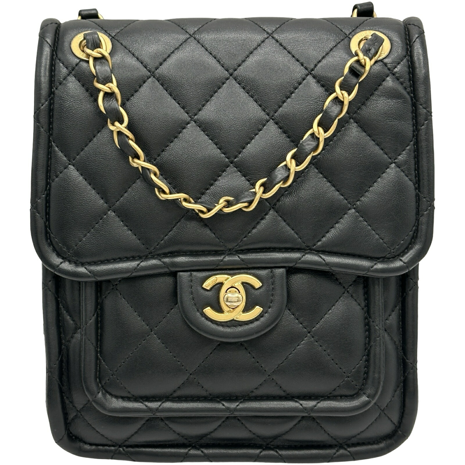 シャネル CHANEL 24Pバッグパック AS4737 ブラック ゴールド金具 シャイニーラムスキン レディース リュック・デイパック【中古】|OKURA(おお蔵)店
