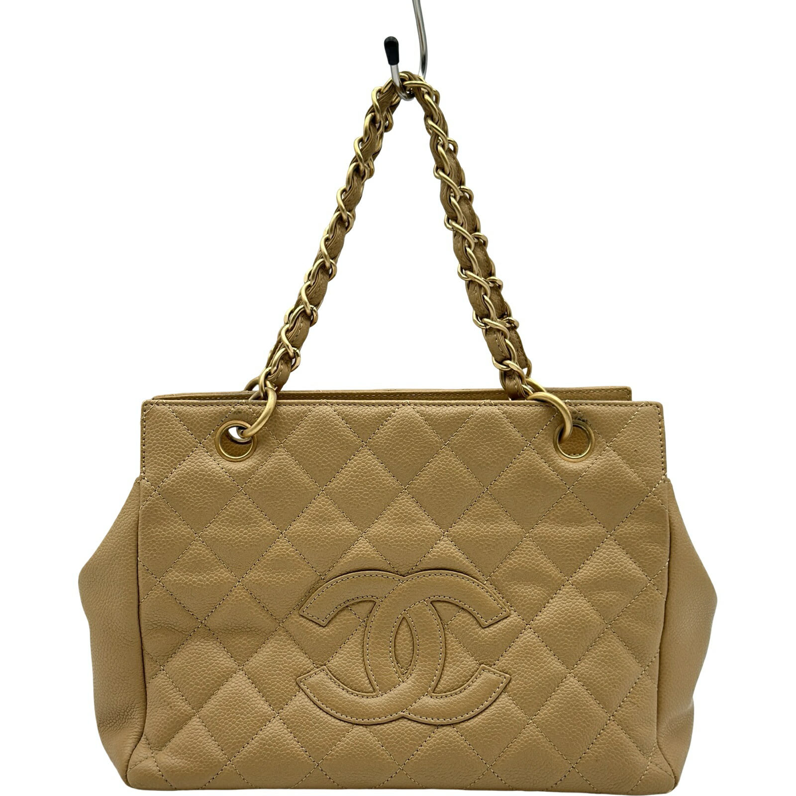 【6/1～ 最大限度30,000円OFF引き換え証！】シャネル CHANEL PTT チェーン店ハンドバック A18004 6番台 ベージュ ゴールド金具 キャビアひと肌 レディース トートバッグ【中古】
