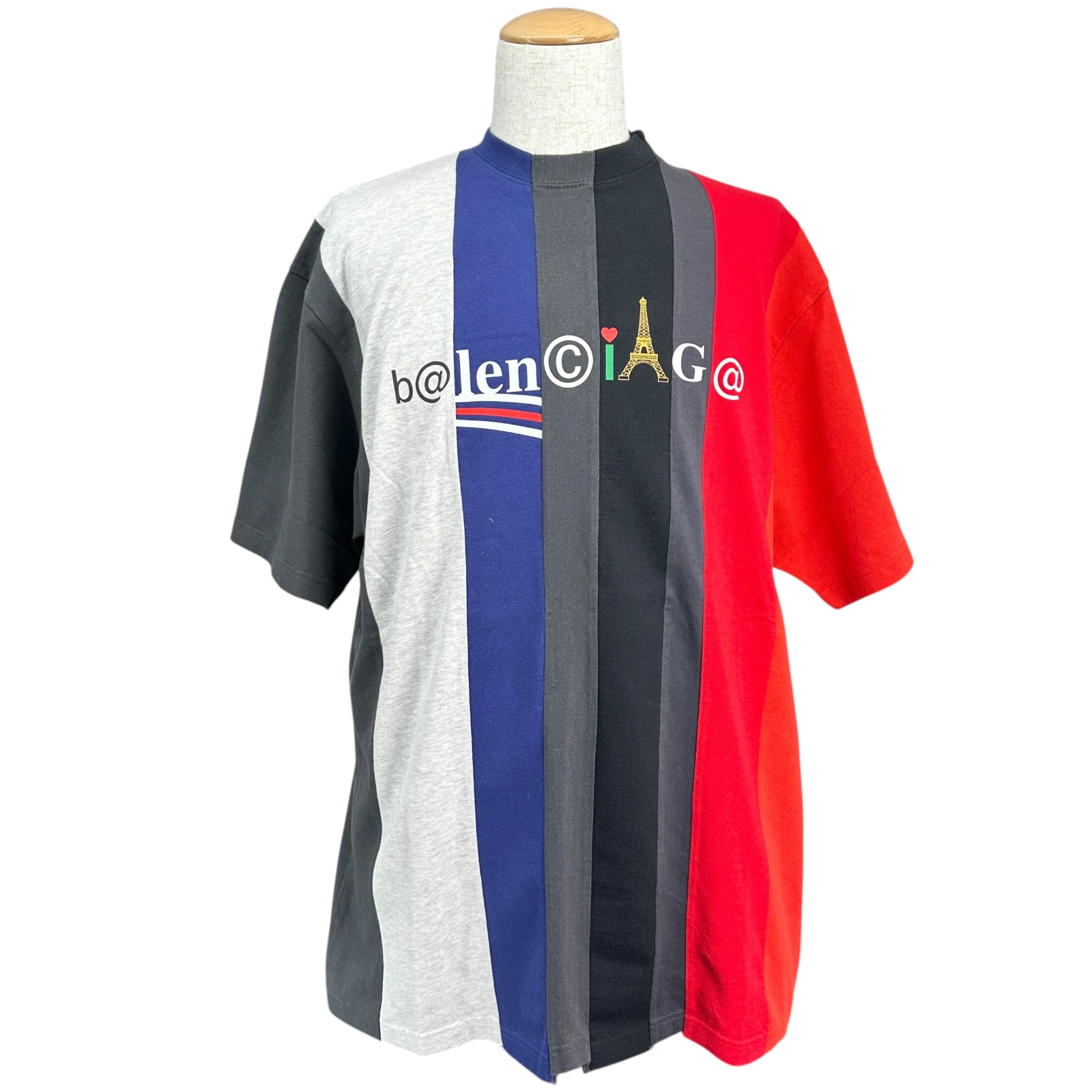 【6/1～ 最大限度30,000円OFFクーポン券！】バレンシアガ BALENCIAGA 再組み立てるロゴタイプ刷り上げるプルオーバー 661591 マルチ色つや 綿織物 メンズ 半袖Ｔシャツ【中古】