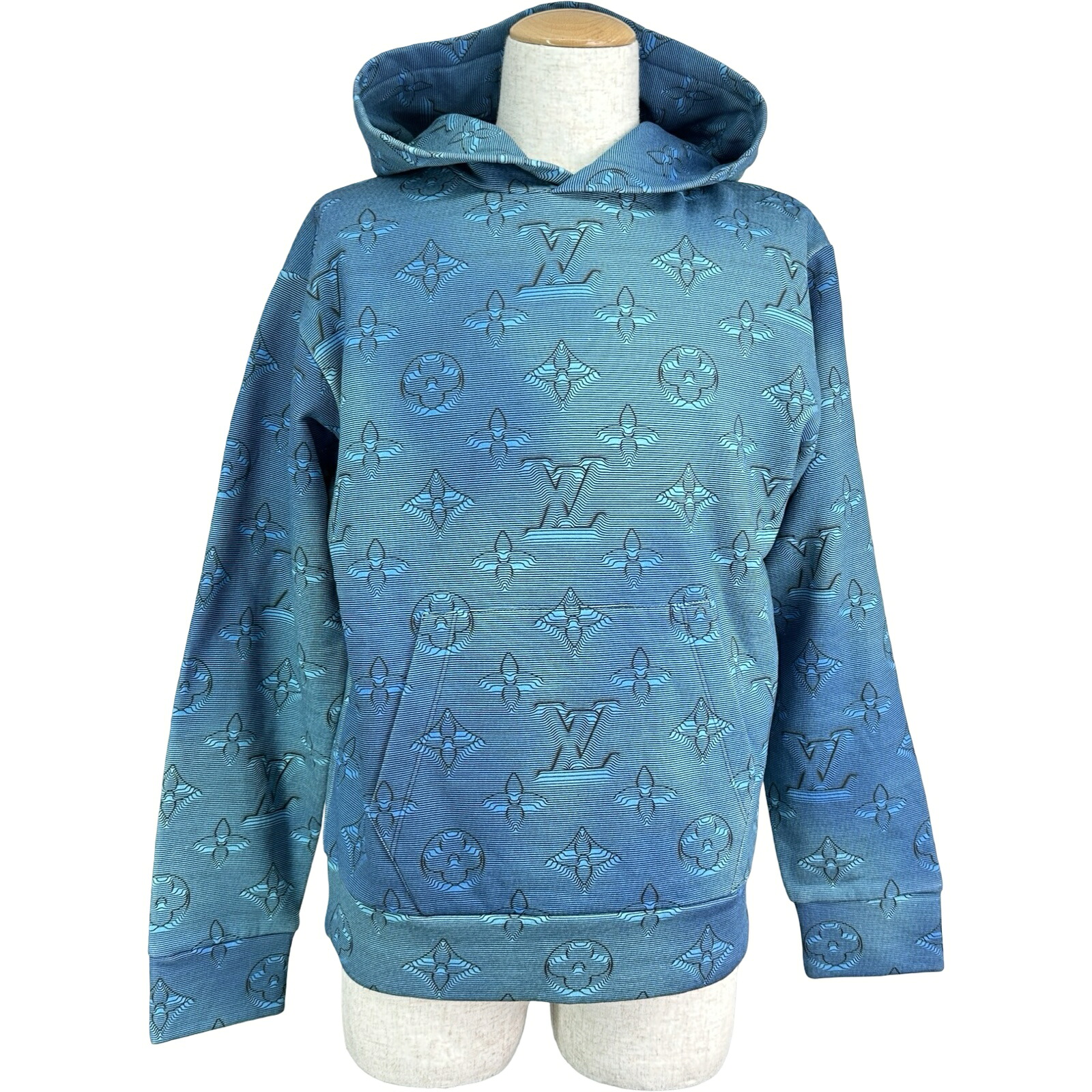 【6/1～ 最大限度30,000円OFFクーポン券！】ルイ・ヴィトン LOUIS VUITTON 3Dモノグラム総柄ティーシャツパーカー HNY41W 青碧 綿織物 メンズ パーカー【中古】