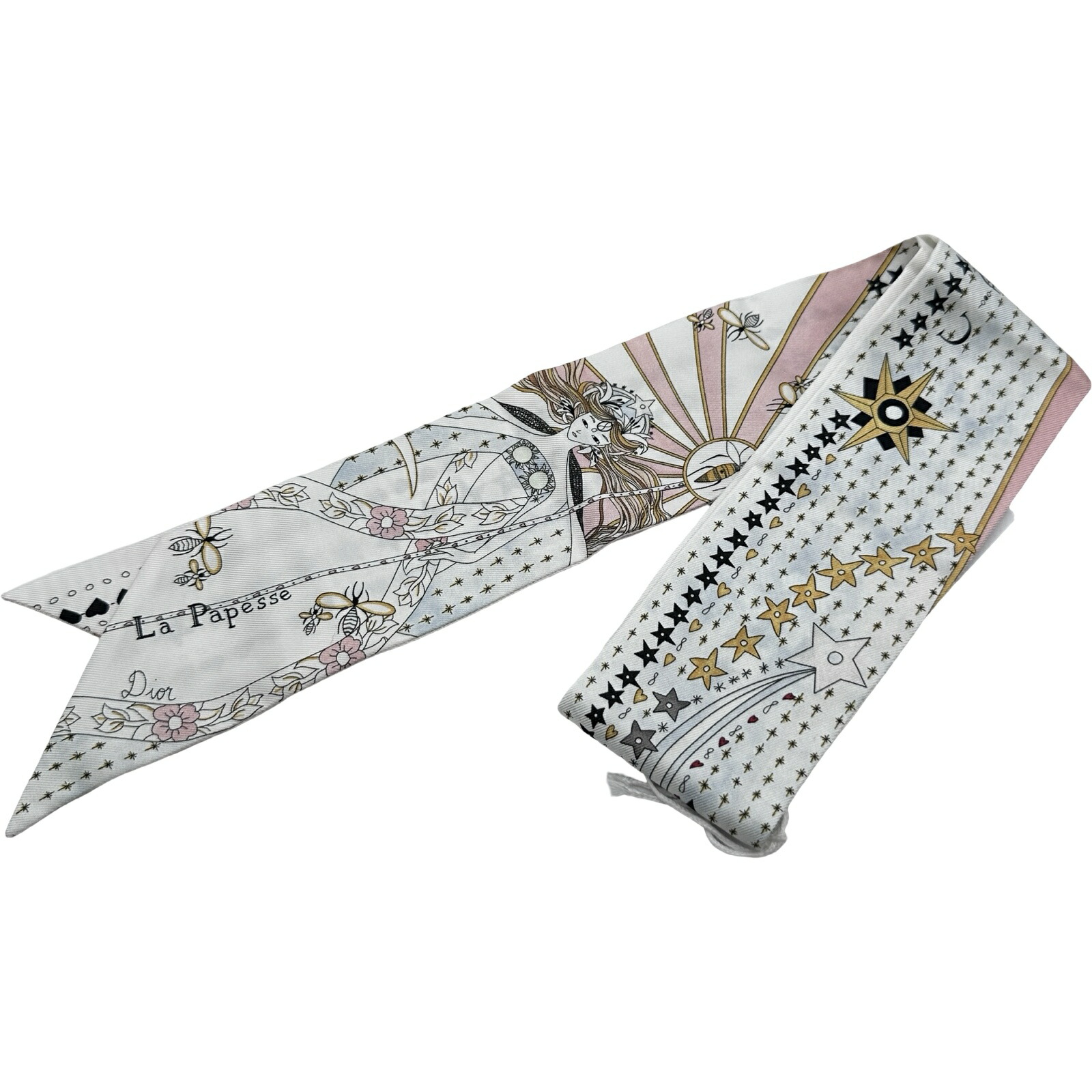 クリスチャン・ディオール Christian Dior ミッツア 天使の都市 PAPESSE 白いこと 地絹 レディース えり巻き【中古】