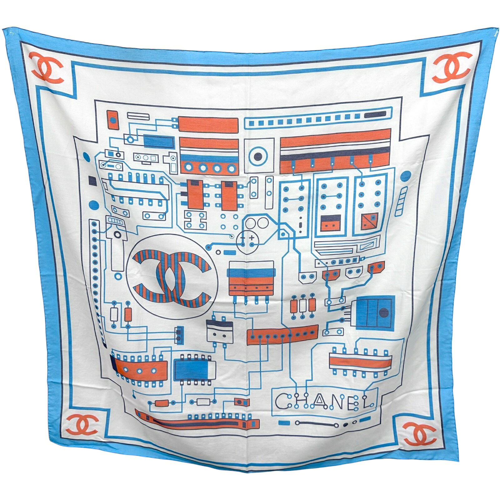 シャネル CHANEL えり巻き 白いこと/青み/オレンジ色 綿織物/地絹 レディース えり巻き【中古】