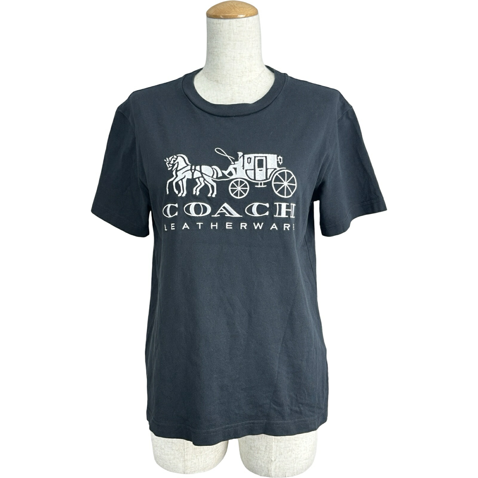 【6/1～ 最大限度30,000円OFF引き換え証！】コーチ職 COACH ホースアンドキャリッジ半袖ティーシャツ C9117 黒いこと 綿織物 レディース 半袖Ｔシャツ【中古】