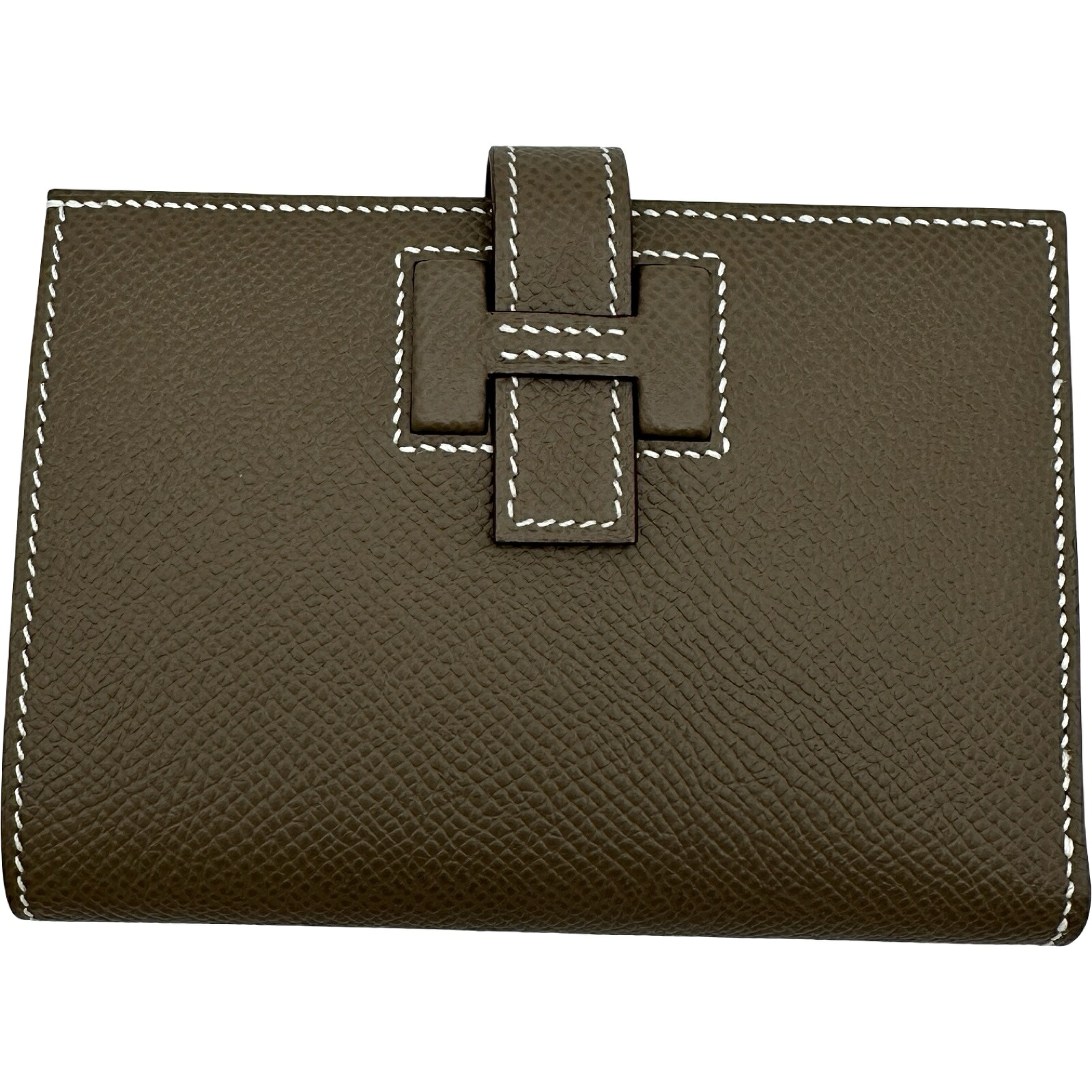 【6/1～ 最大限度30,000円OFF引き換え証！】エルメス HERMES ニューHパッサンコンパクトウォレット W目じるし エトゥープ エプソン レディース 二つ折り金入れ【中古】