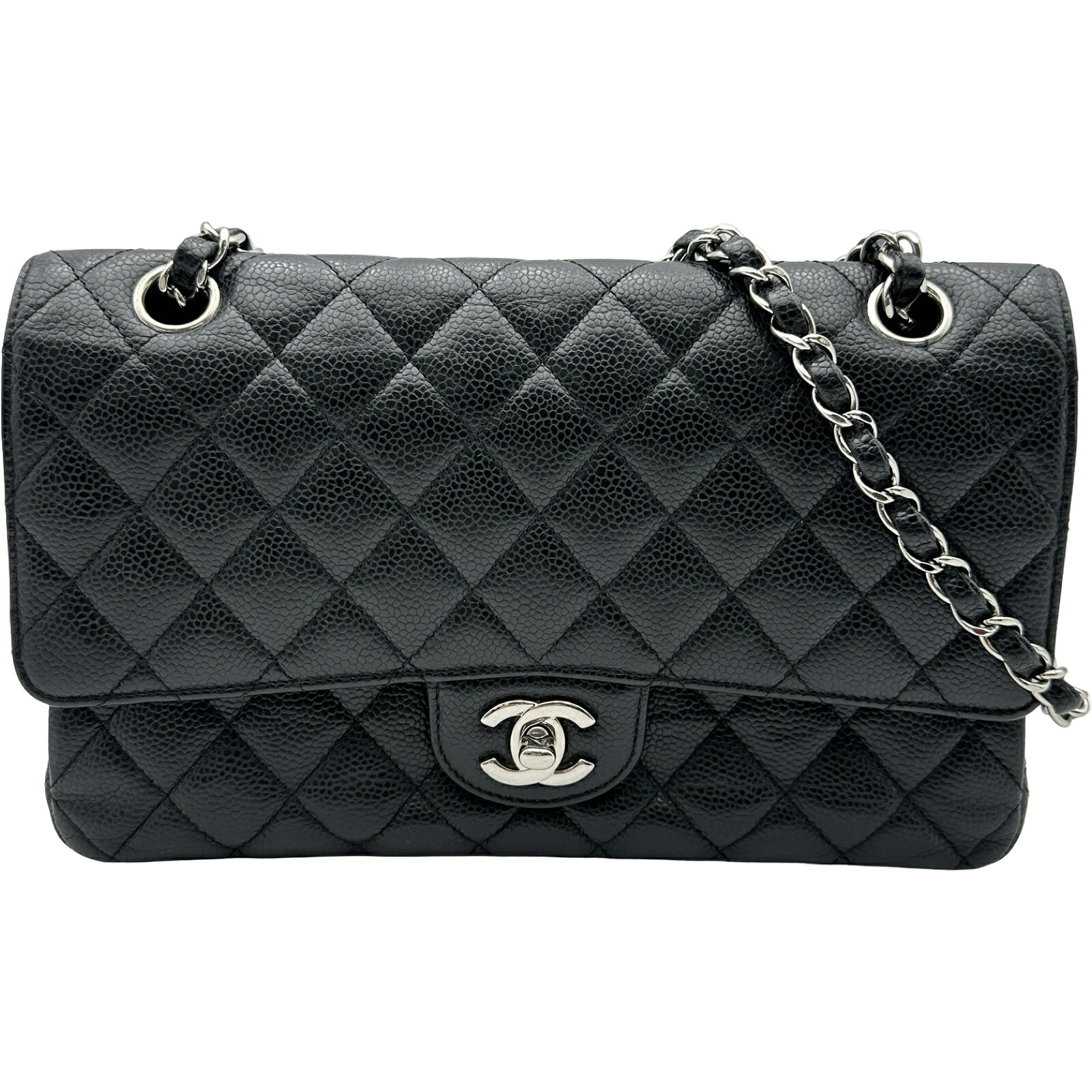 シャネル CHANEL マトラッセ25 A01112 19番台 ブラック シルバー金具 キャビア レディース ショルダーバッグ【中古】|OKURA(おお蔵)店