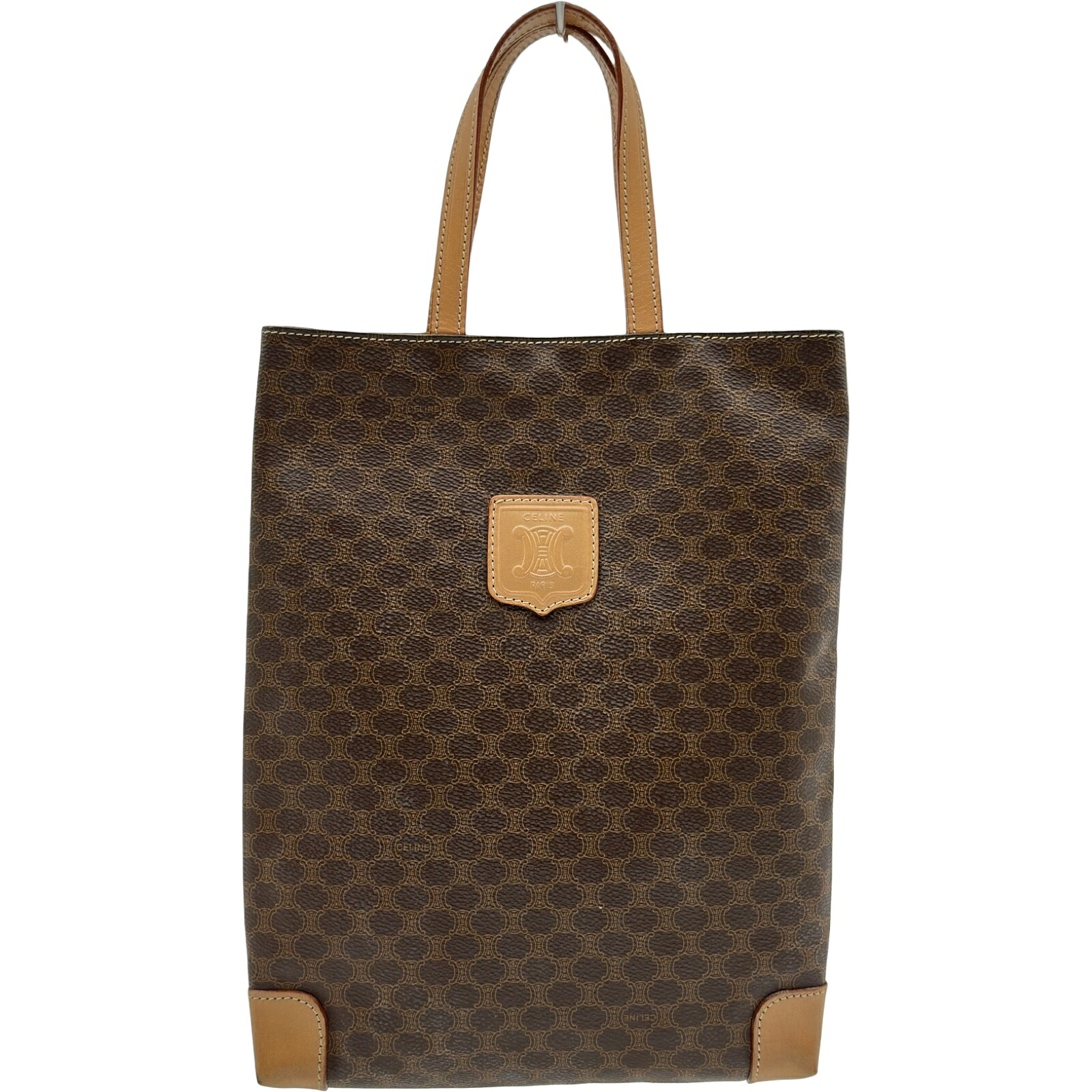 【6/1～ 最大限度30,000円OFFクーポン券！】セリーヌ CELINE マカダム ハンドバック 赤銅色 PVC レディース トートバッグ【中古】