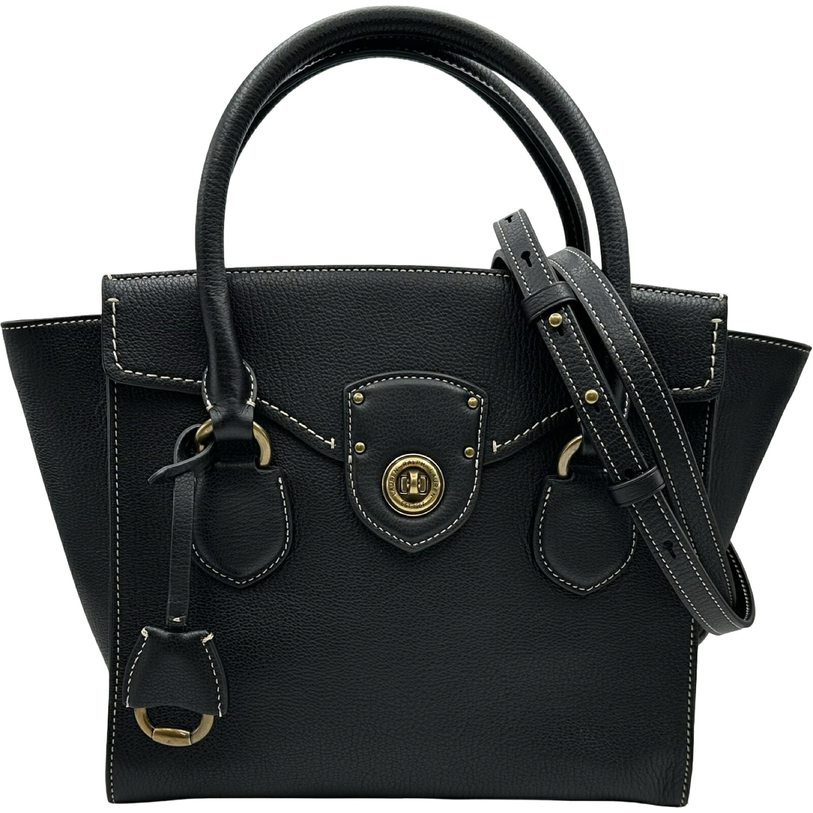【6/1～ 最大限度30,000円OFF引き換え証！】ラルフローレン RALPH LAUREN リッキー 黒いこと なめし革 レディース ショルダーバッグ【中古】