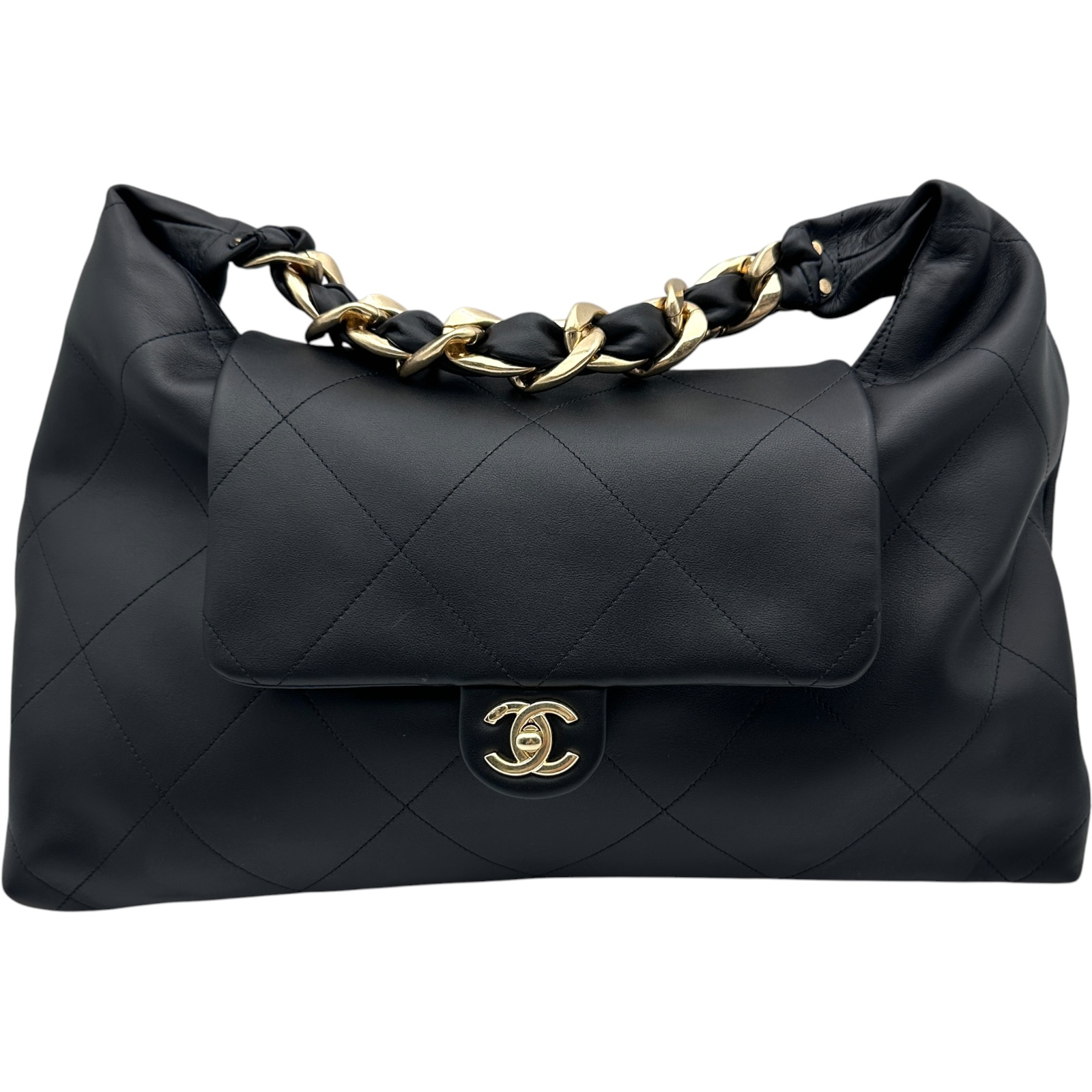 【6/1～ 最大限度30,000円OFF引き換え証！】シャネル CHANEL マトラッセ マキシ ホーボーバッグ AS5834 黒いこと×ゴールド金具 カーフスキン ユニ一発やる ハンドバック【中古】