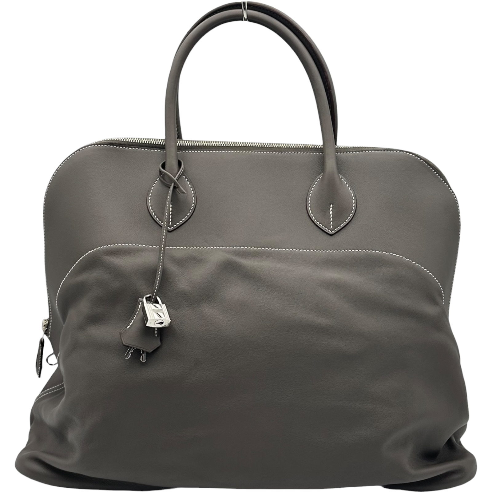 エルメス HERMES ボリードリラックス45 □R目じるし エタン しろがね色金具 ヴォーシッキム ユニ一発やる ボストンバッグ【中古】
