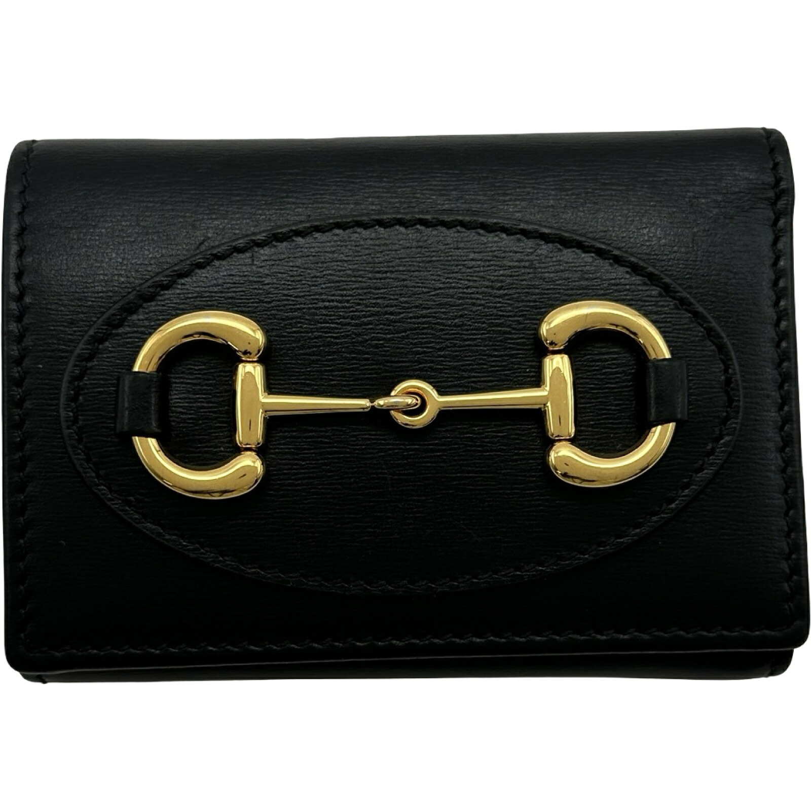 グッチ GUCCI ホースビットコンパクトウォレット 644462 黒いこと ゴールド金具 なめし革 レディース 三つ折り紙入れ【中古】