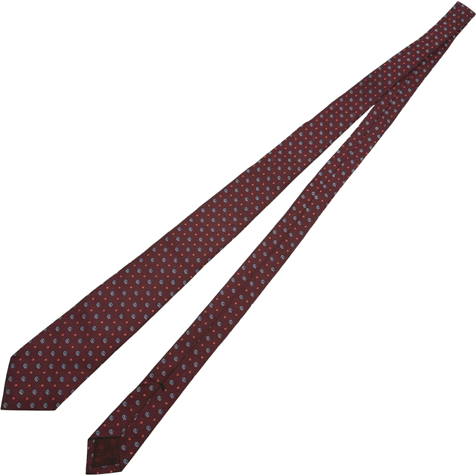 【6/1～ 最大限度30,000円OFFクーポン券！】グッチ GUCCI GGはやりっ子ロゴタイプ 絹地タイ 672466 ボルドーワイン 絹地 メンズ タイ【中古】