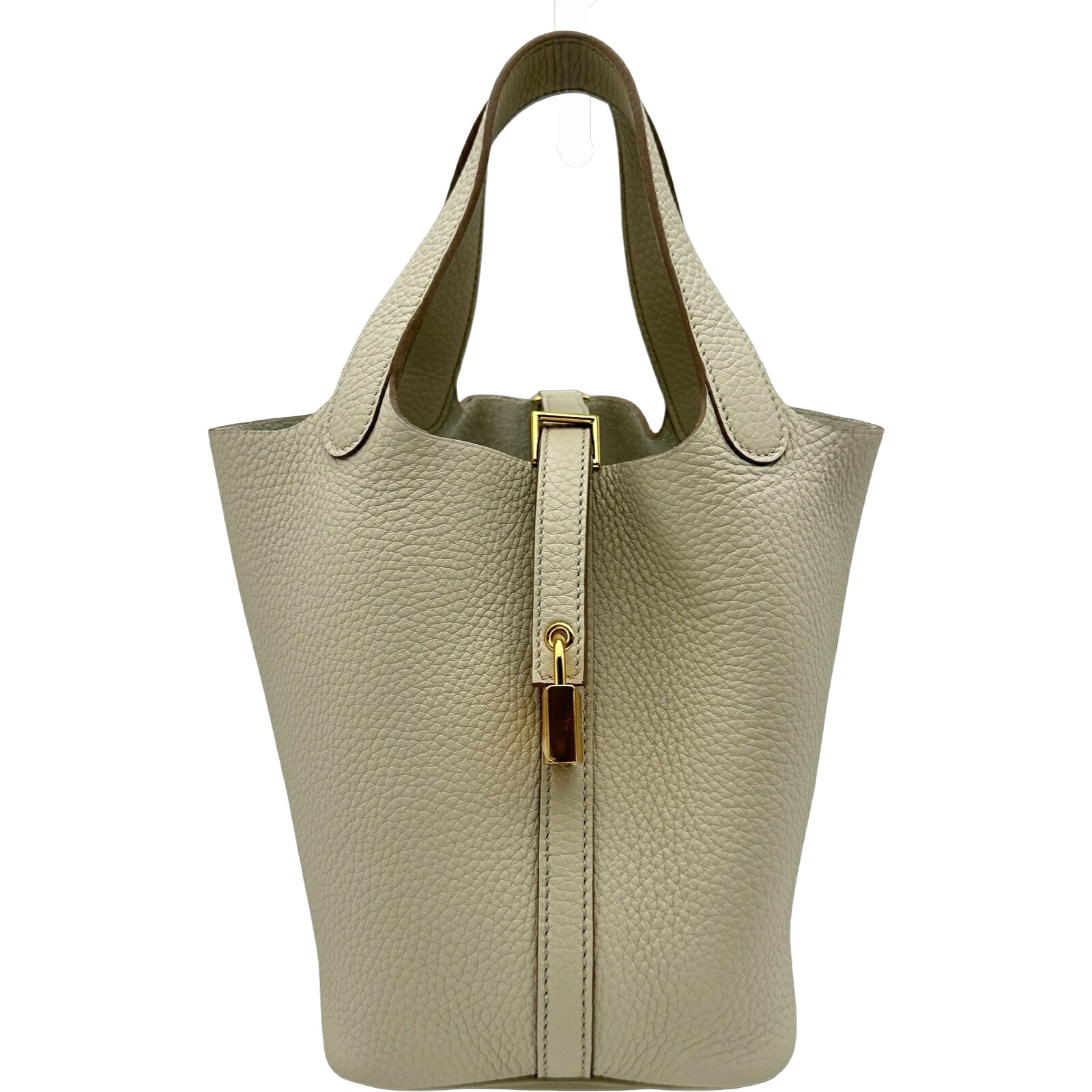 【6/1～ 最大限度30,000円OFFクーポン券！】エルメス HERMES ピコタン鍵を掛けるPM W目じるし 混凝土 ゴールド金具 トリヨンクレマンス レディース ハンドバック【中古】