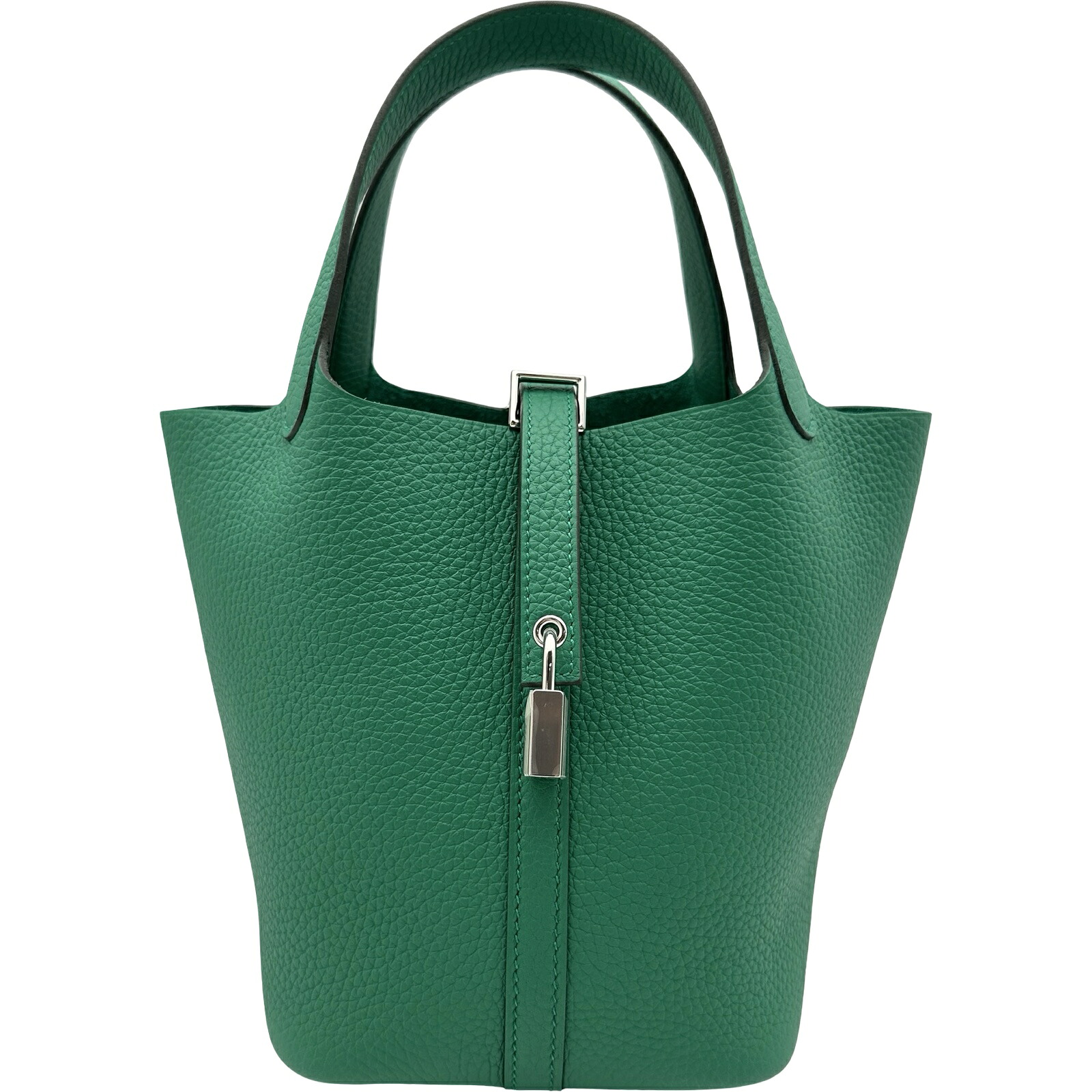【6/1～ 最大限度30,000円OFFクーポン券！】エルメス HERMES ピコタン鍵を掛けるPM G目じるし ヴェールヴェルティゴ しろがね色金具 トリヨン レディース ハンドバック【中古】