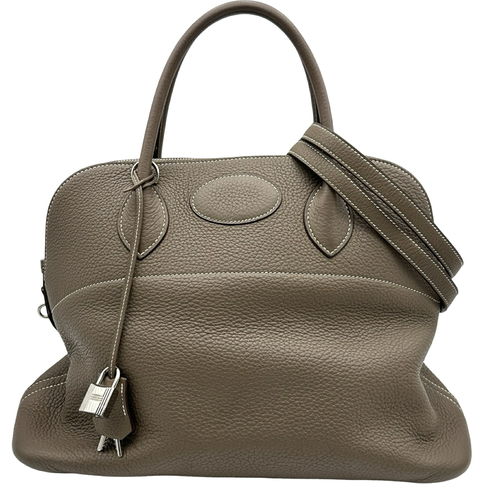 【6/1～ 最大限度30,000円OFFクーポン券！】エルメス HERMES ボリード35 ?N目じるし エトゥープ しろがね色金具 トリヨン レディース ハンドバック【中古】