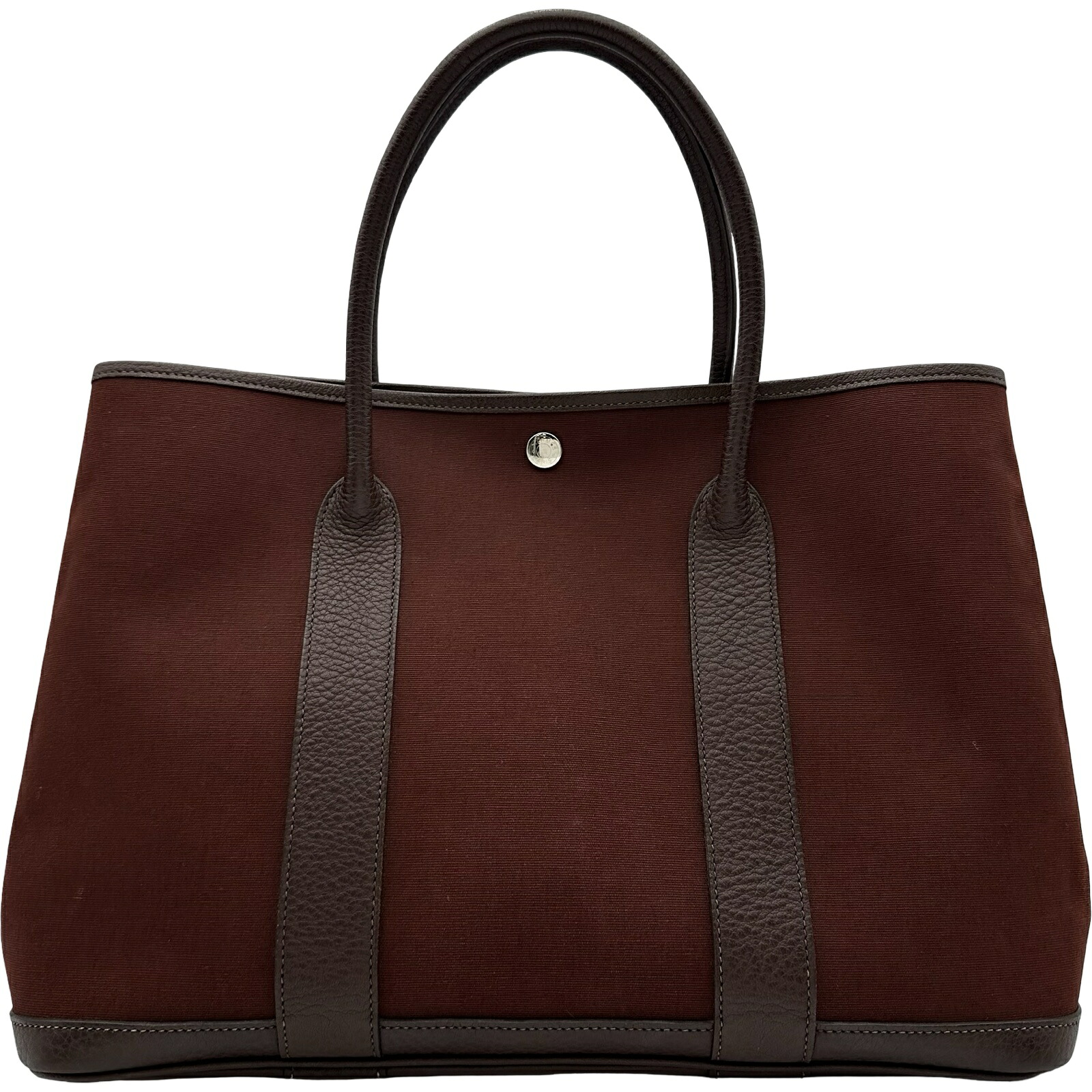 エルメス HERMES 苑地寄りあいPM □I目じるし 赤銅色 しろがね色金具 トワル レディース トートバッグ【中古】