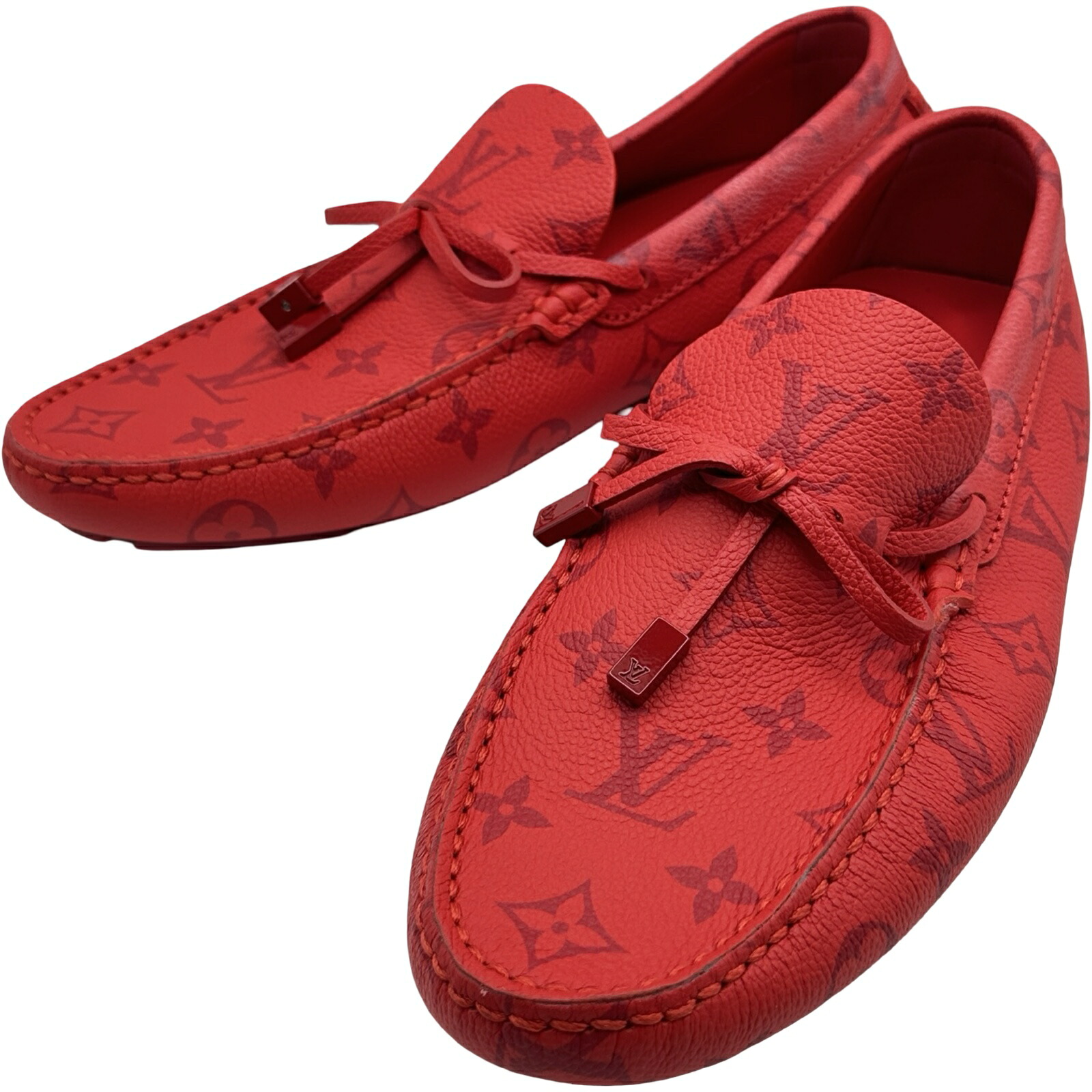 ルイ・ヴィトン LOUIS VUITTON アリゾナ伝達ルート ドライビングシューズ FA0282 赤いこと なめし革 メンズ 余分の物靴【中古】