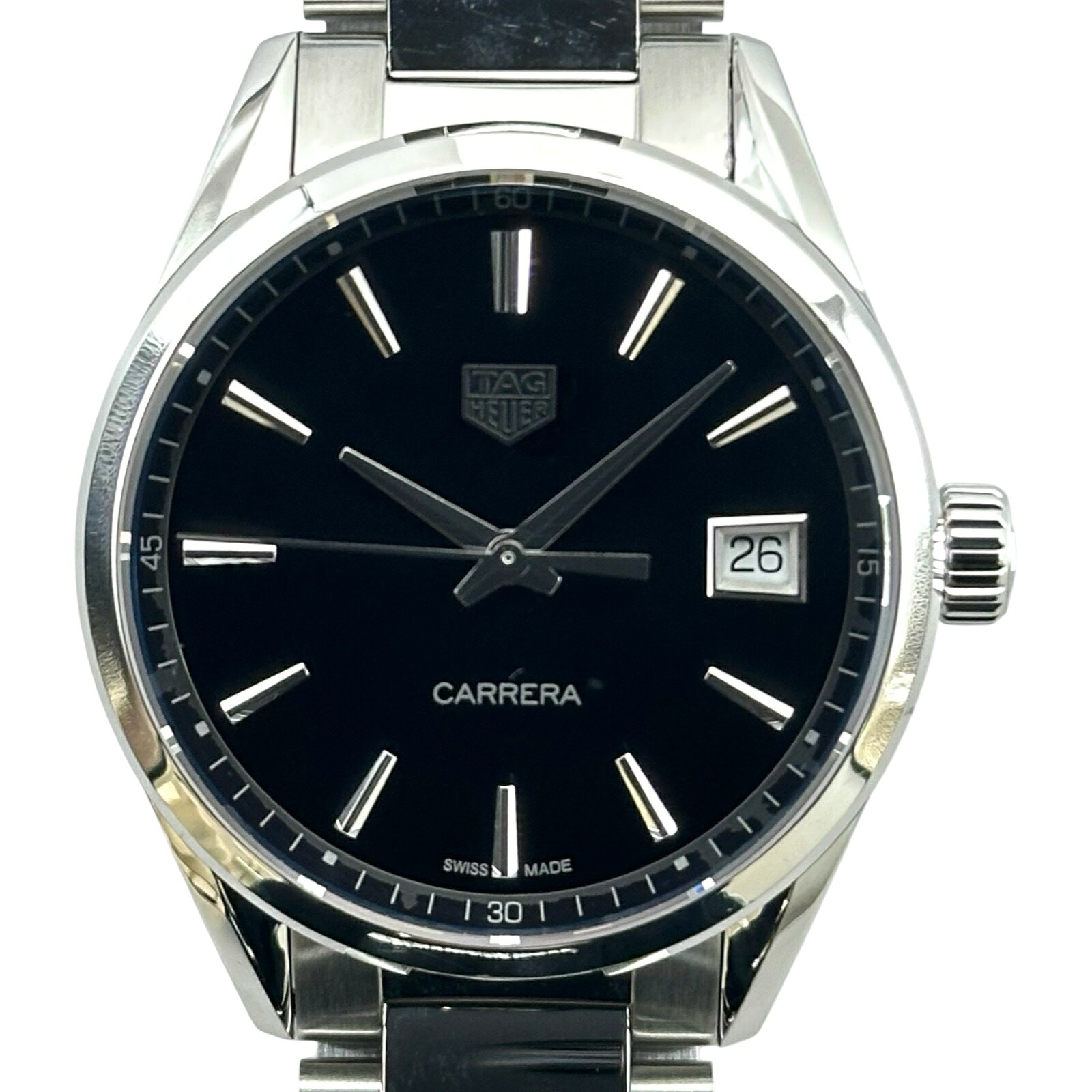【6/1～ 最大限度30,000円OFF引き換え証！】タグ・ホイヤー TAG HEUER カレラ WBK1313.FC8260 黒いこと ステンレス鋼スチール写真 石英 メンズ ウオッチ【中古】