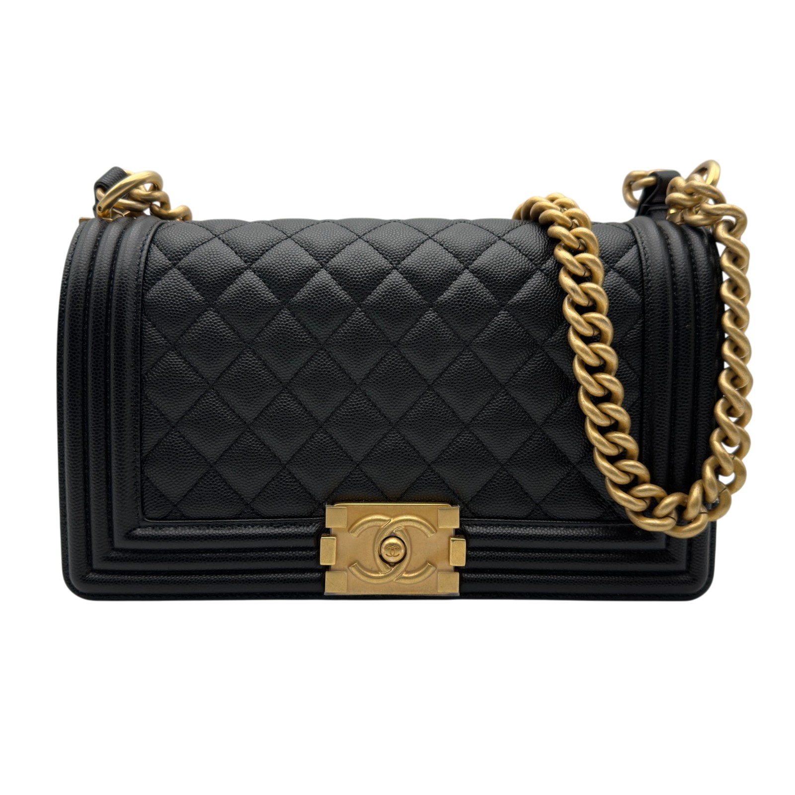 【6/1～ 最大限度30,000円OFF引き換え証！】シャネル CHANEL 男の子シャネル25 A670806 黒いこと ゴールド金具 キャビア素はだ レディース ショルダーバッグ【中古】