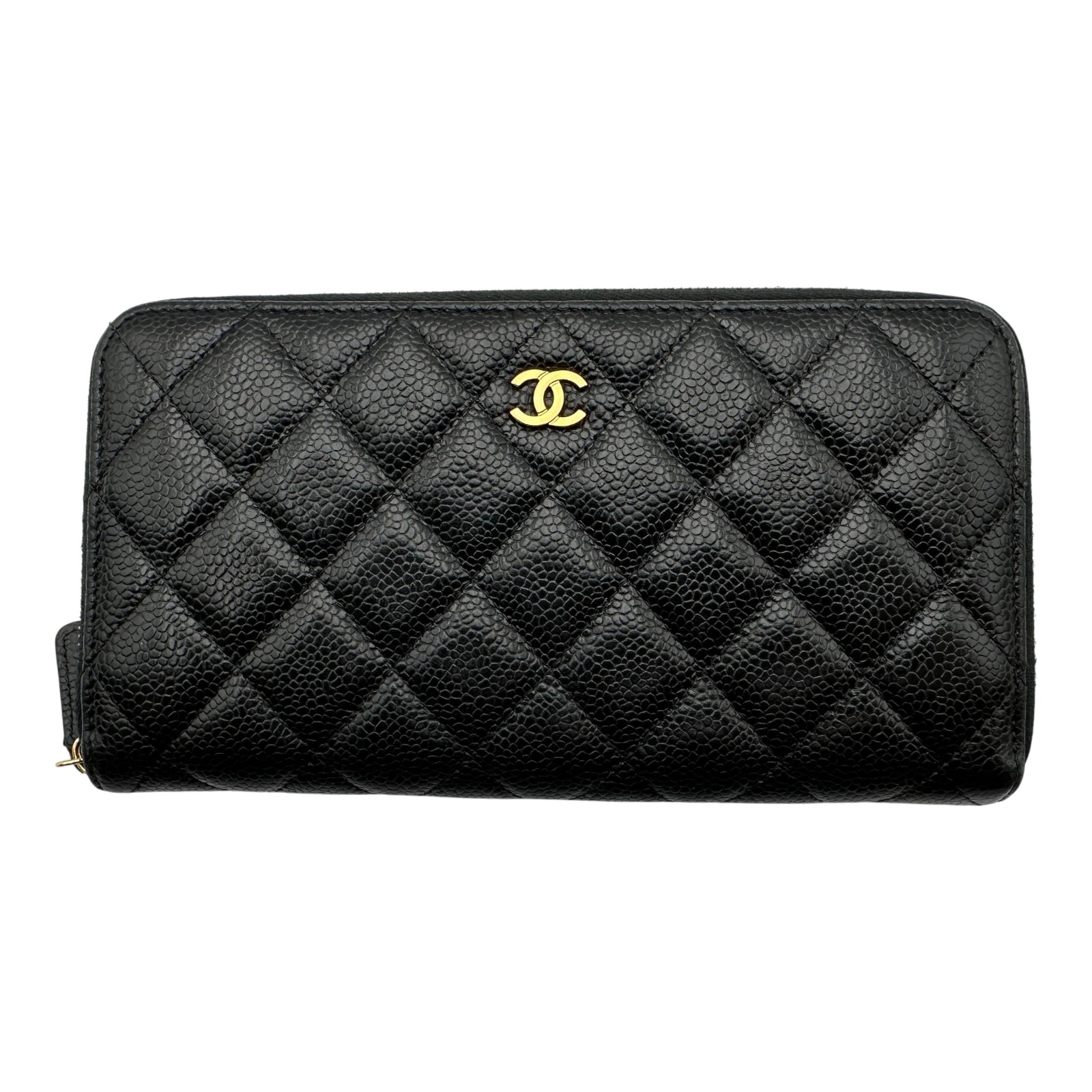 【6/1～ 最大限度30,000円OFF引き換え証！】シャネル CHANEL マトラッセ ロングジップウォレット AP0242 黒いこと ゴールド金具 キャビアひと肌 レディース 長金入れ【中古】