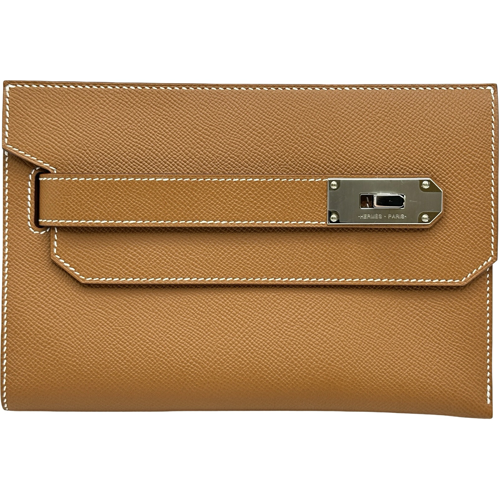 エルメス HERMES アカデミ K目じるし ゴールド/しろがね色金具 エプソン レディース 合切袋【中古】