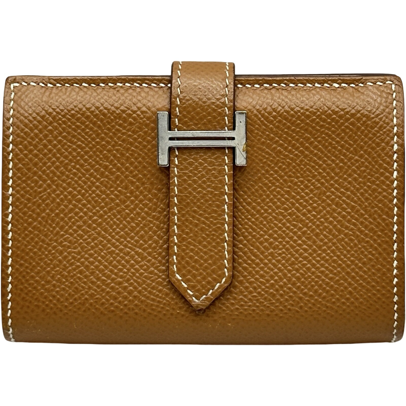 【6/1～ 最大限度30,000円OFF引き換え証！】エルメス HERMES ベアンミニ Z目じるし ゴールド/しろがね色金具 エプソン レディース 二つ折り金入れ【中古】