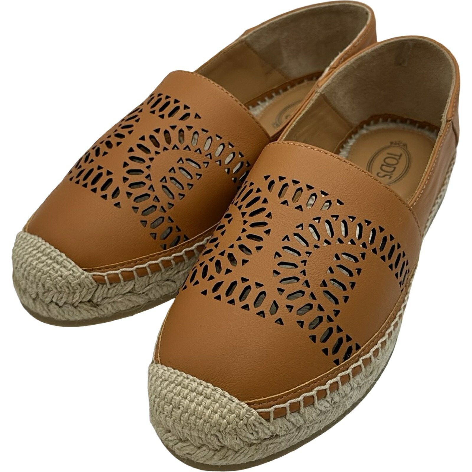 【6/1～ 最大限度30,000円OFF引き換え証！】トッズ TOD’S エスパドリーユレザースリッポン 駱駝 なめし革 レディース スリッポン【中古】