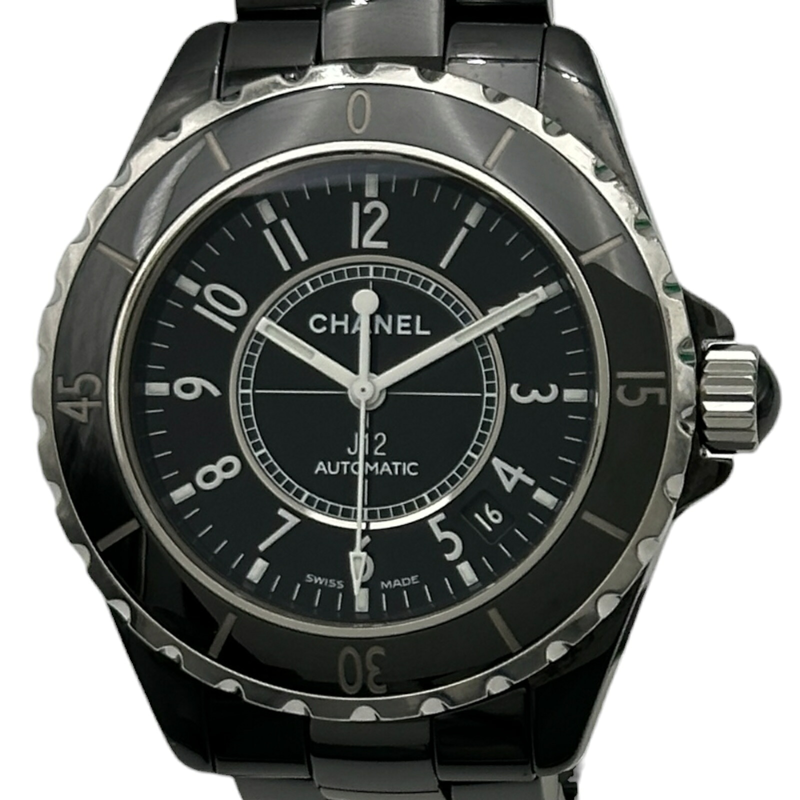 シャネル CHANEL J12 38MM H0685 黒いこと 陶芸 自動小銃一巻き メンズ ウオッチ【中古】