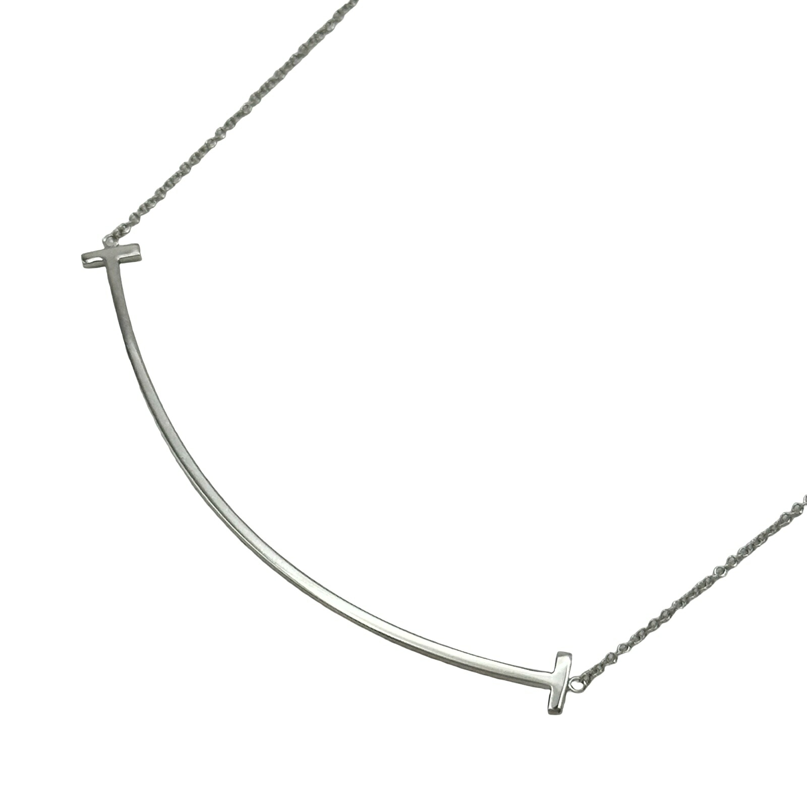 ティファニー TIFFANY＆CO Tスマイルネックレスラージ ホワイトゴールド Au750 ジュエリー【中古】｜OKURA（おお蔵）店 108,000円