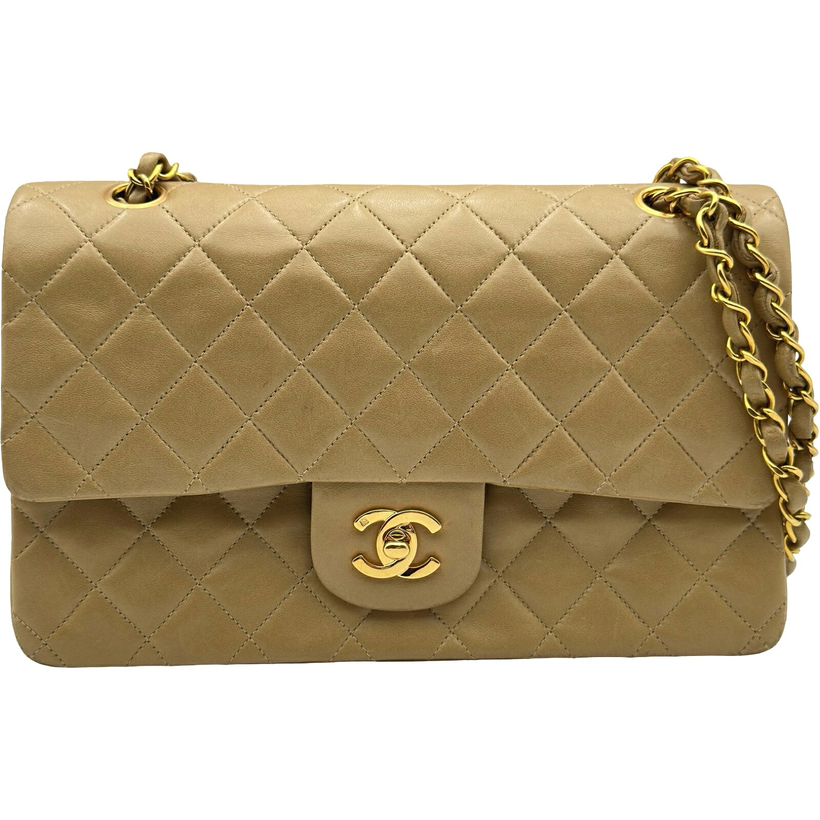 シャネル CHANEL マトラッセ25 A01112 3番台 ベージュ ゴールド金具 子ヒツジひと肌 レディース ショルダーバッグ【中古】