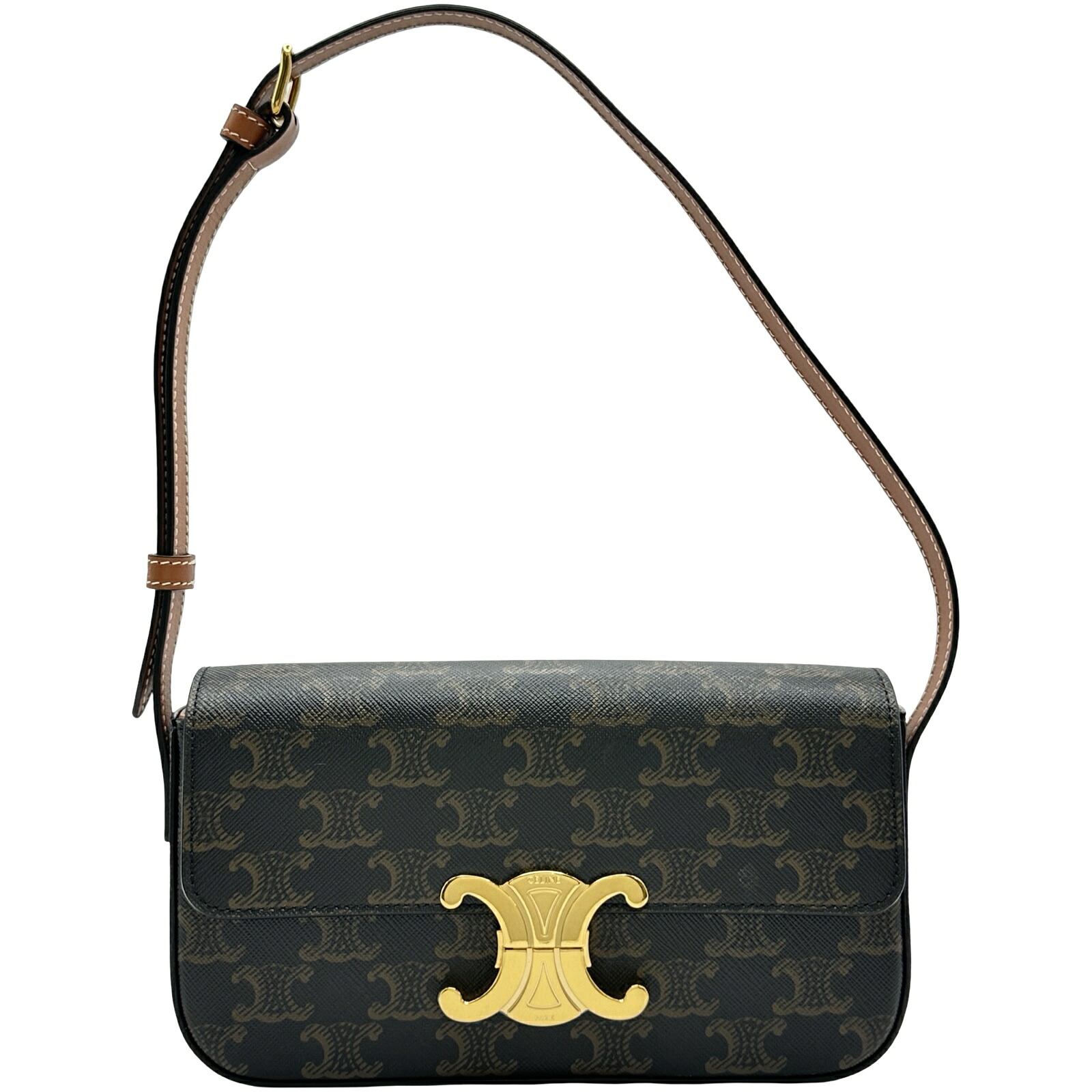 セリーヌ CELINE ショルダーバッグ クロード 194142 タン/ゴールド金具 トリオンフキャンバス レディース ショルダーバッグ【中古】