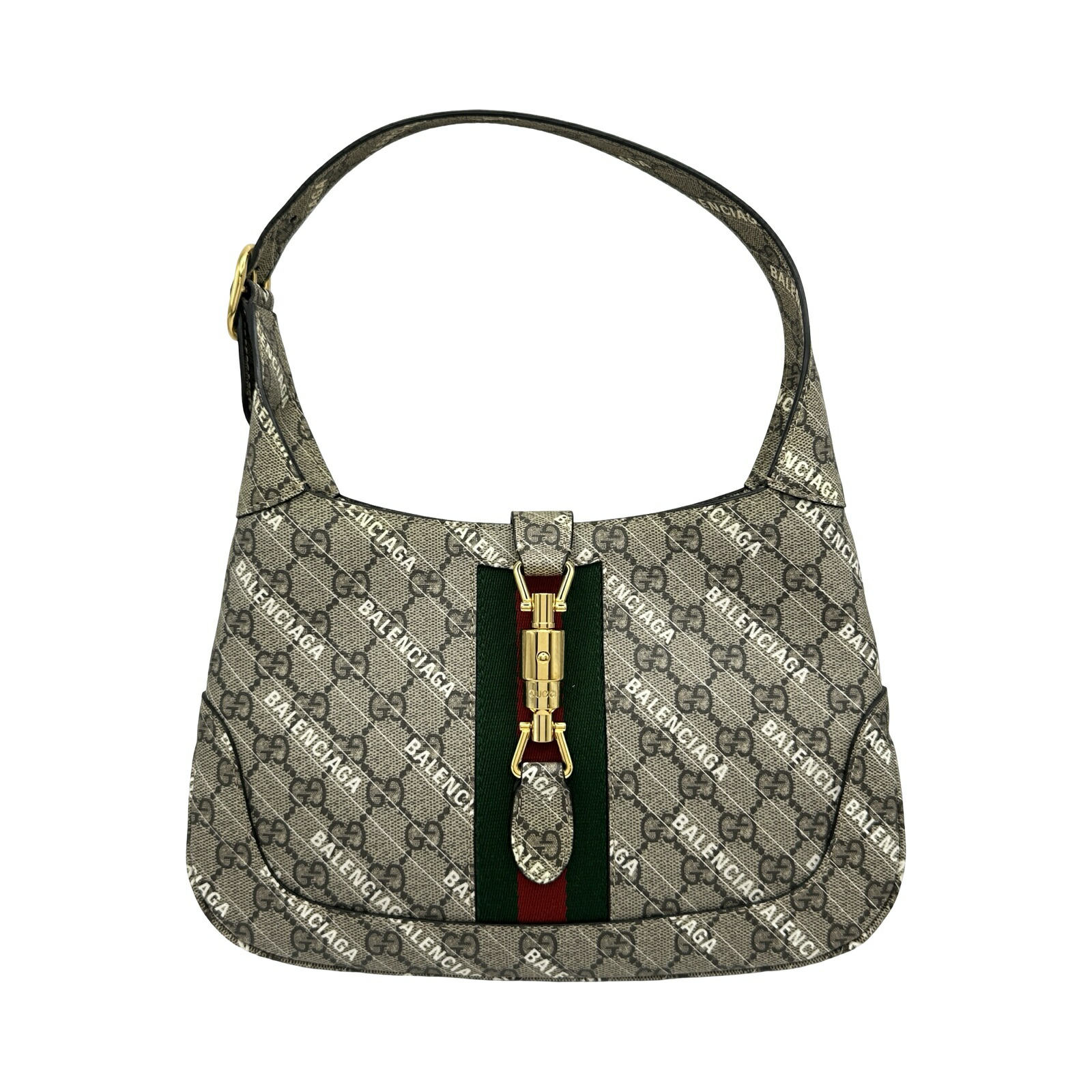 グッチ GUCCI ジャッキー1961 スモールホーボー BALENCIAGA共同研究 636706 赤銅色 GGスプリームキャンバス レディース ハンドバック【中古】