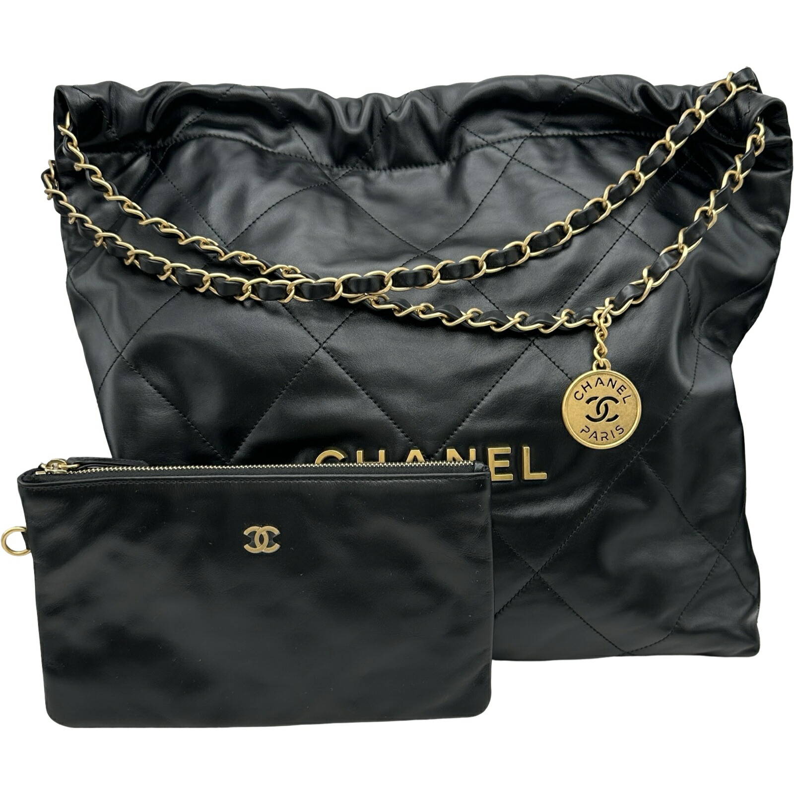 シャネル CHANEL CHANEL22 ハンドバック AS3261 黒いこと ゴールド金具 シャイニーカーフスキン レディース ハンドバック【中古】