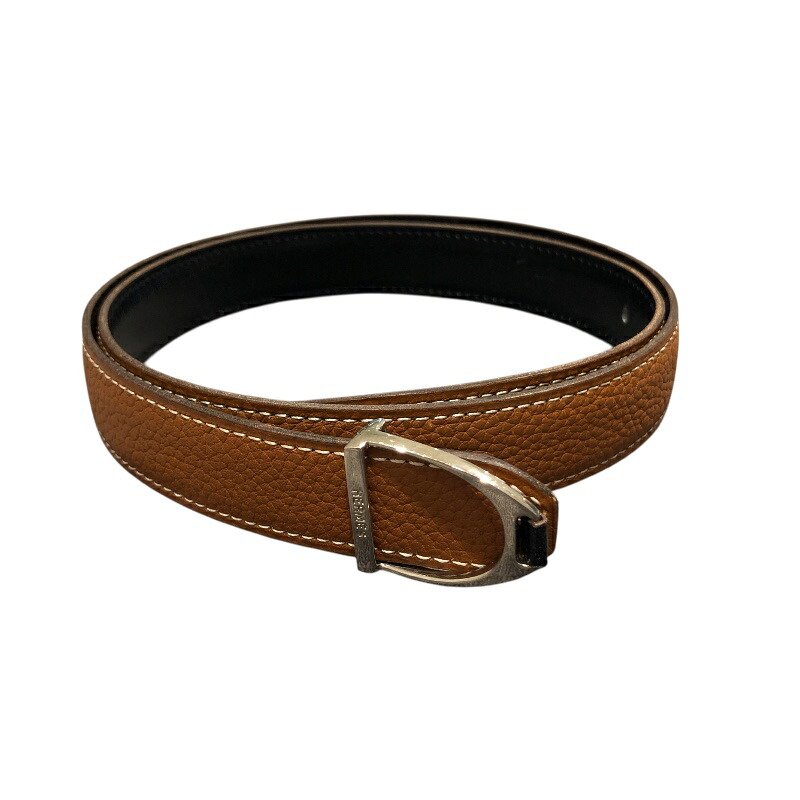 エルメス HERMES リバーシブルベルト80 □H刻 ゴールド/黒いこと×SV金具 ボックス席/トゴ ユニ一発やる 胴締め【中古】