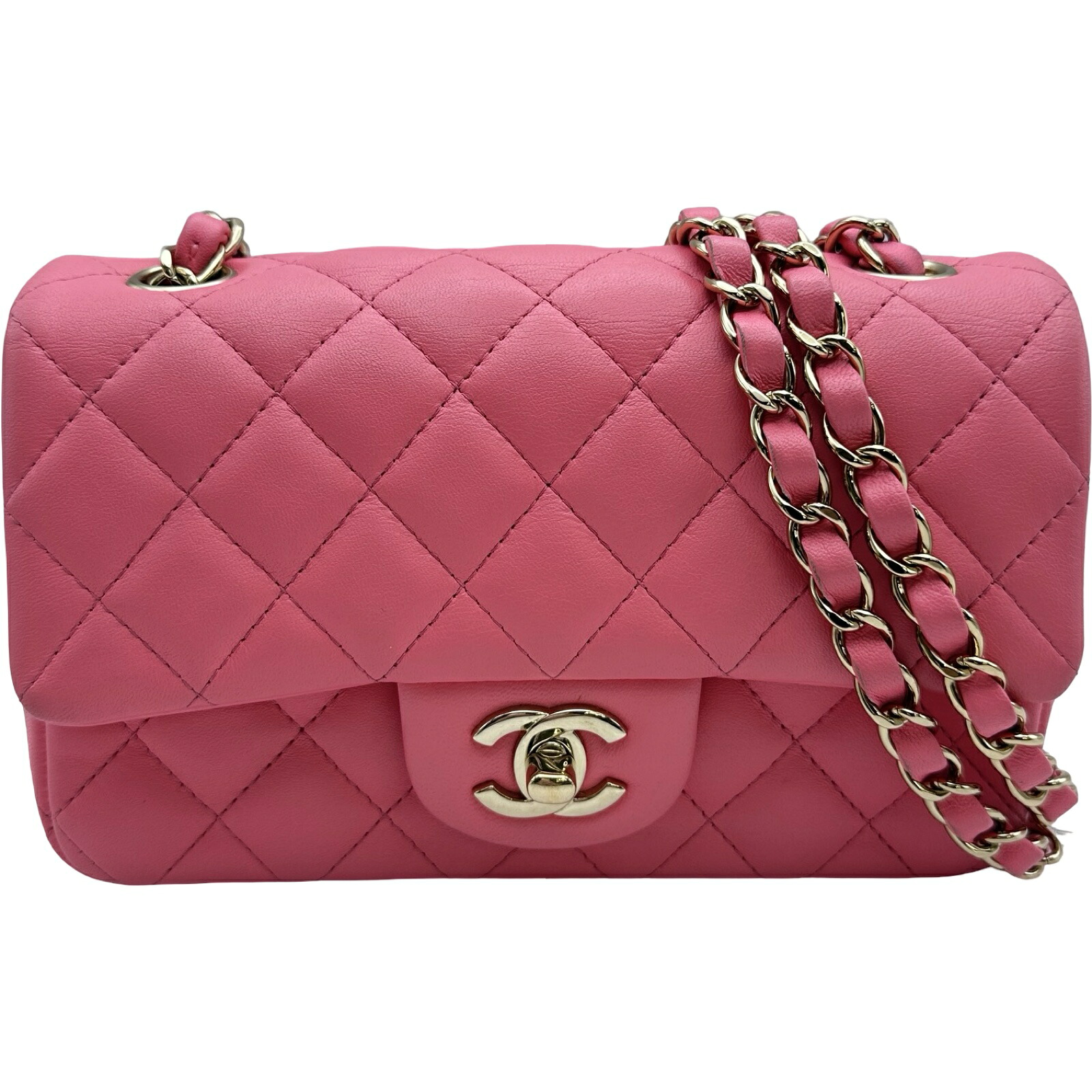 シャネル CHANEL ミニマトラッセ20 A69900 コーラルさくら色 ゴールド金具 子ヒツジひと肌 レディース ショルダーバッグ【中古】